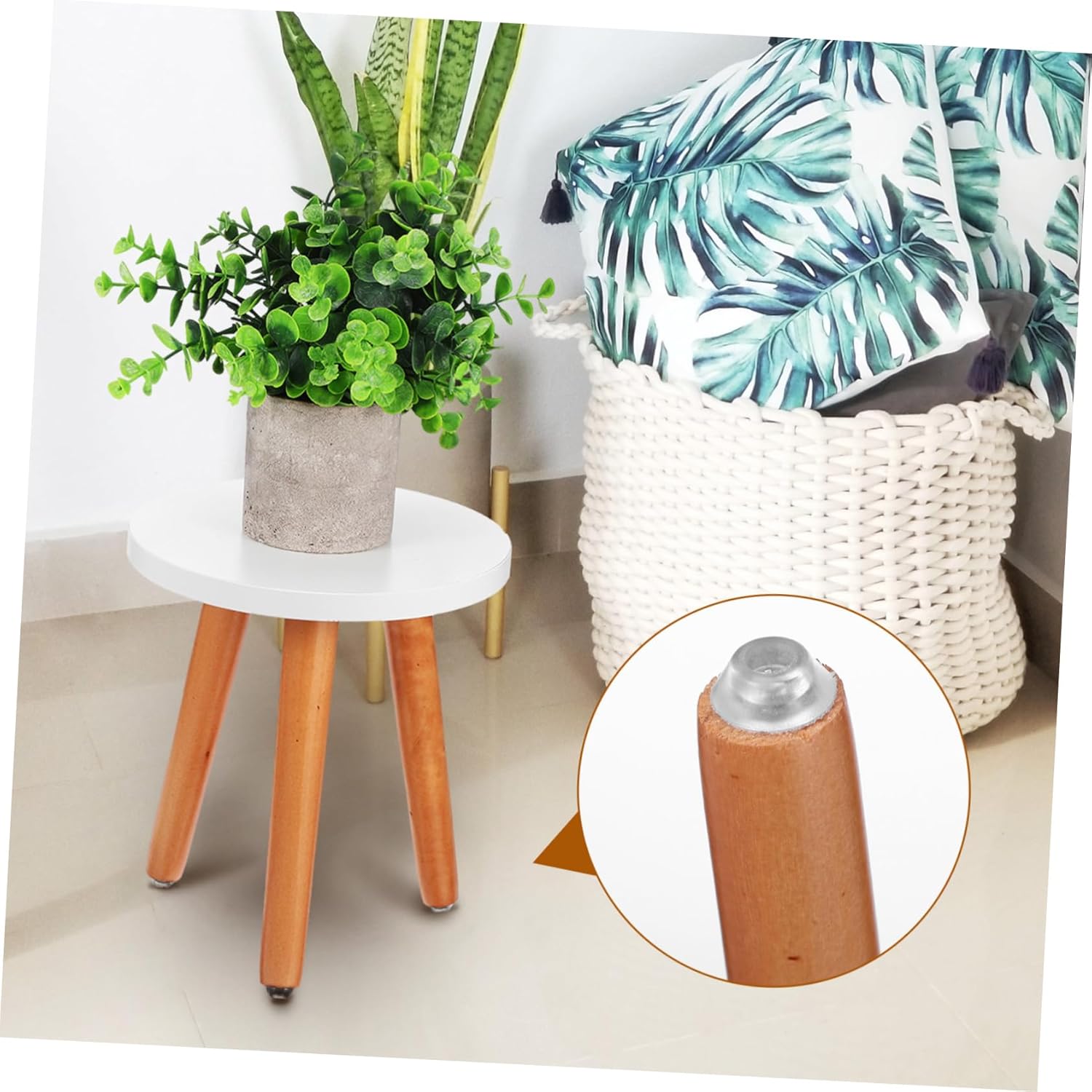 2pcs Plant Stand Wood Indoor Plant Stands Solid Wood Stool Small Stool Farmhouse Style Versatile