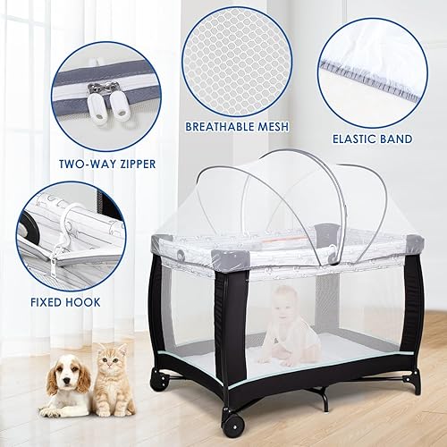 Miniatura 5 de Mosquitera para Pack n Play Playard Tent Cover para mantener a los gatos fuera (blanco)