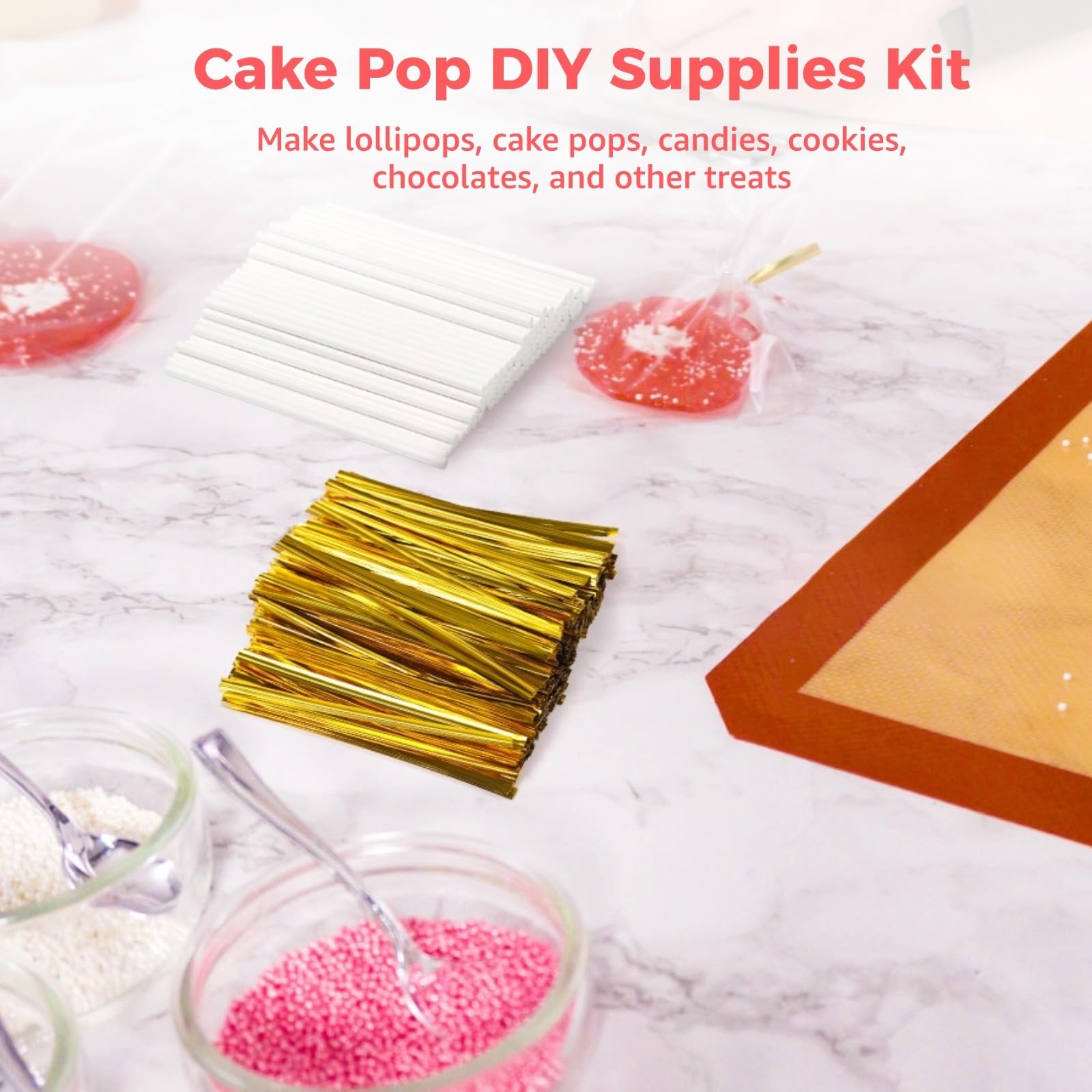 Generisch 1002-teiliges Cake Pop Stand- und Hüllen-Set, 21-Loch Acryl-Displayständer, Formzange, Beutel und Drehverschlüsse, Stiele, DIY-Zubehör für Lollipops, Bonbons, Schokolade
