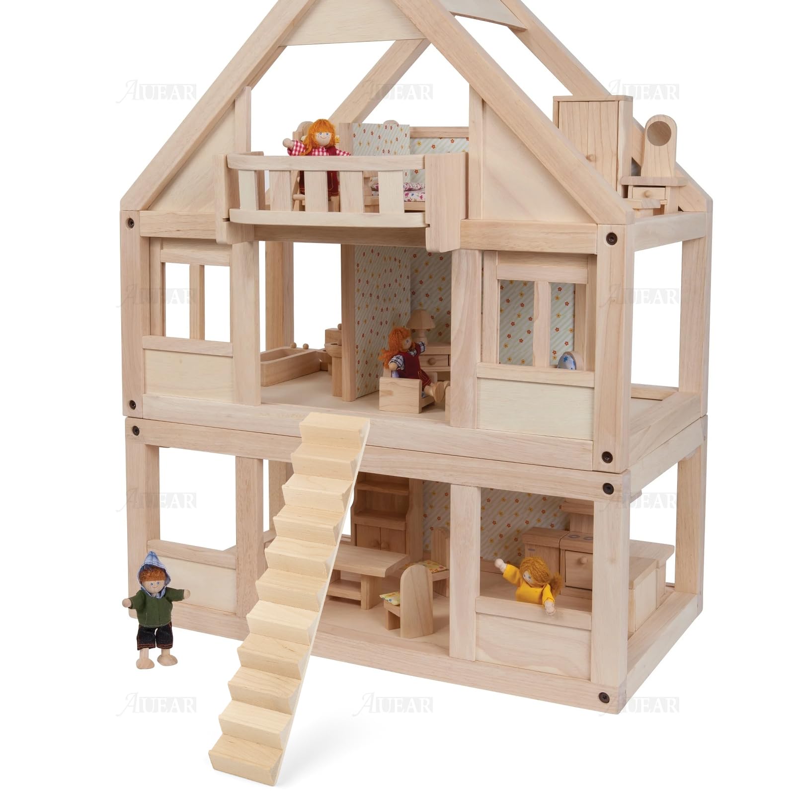 Amazon.co.jp: AUEARドールハウス ミニチュア階段 木製階段 1:12 木製 