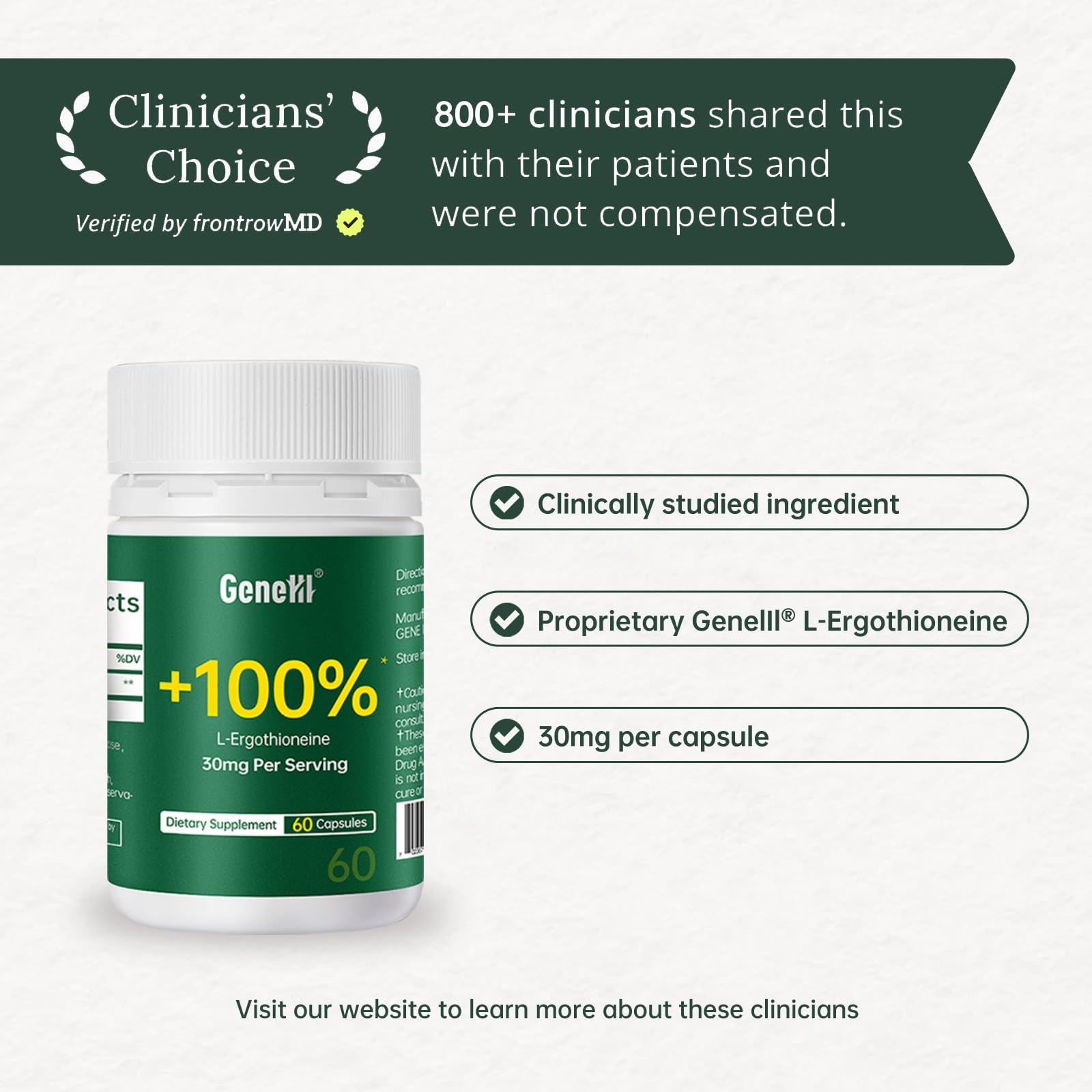 L-Ergothioneine Supplement 30mg - Fermentation-Based 99.99% Purity Antioxidant - Clinically Studied to Support Longevity, Restful Sleep & Healthy Aging - Vegan & Non-GMO - 60 Capsules — Amazon image 3