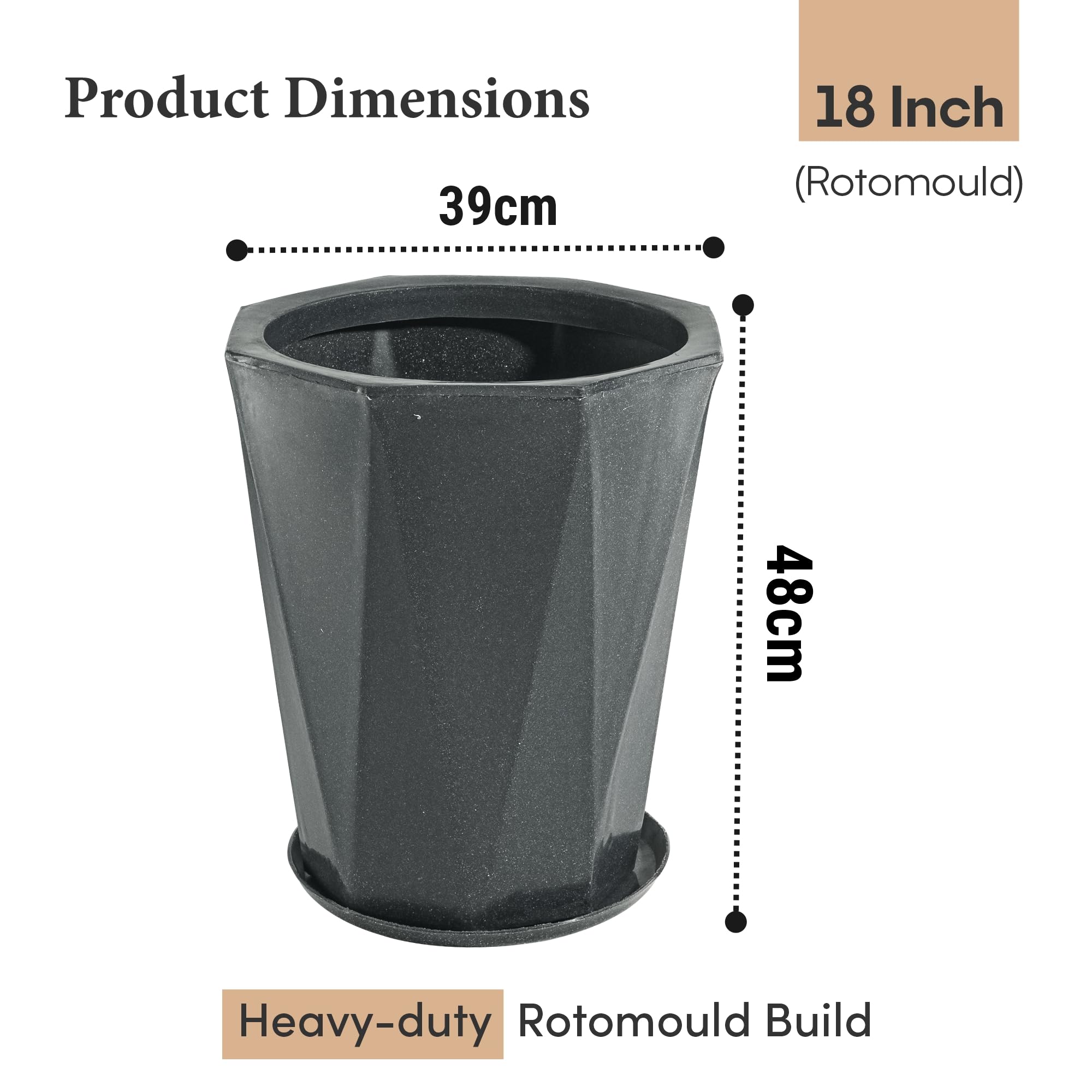 Kuber Industries 18 Inch Flower Pot - Balcony Garden Planter -3