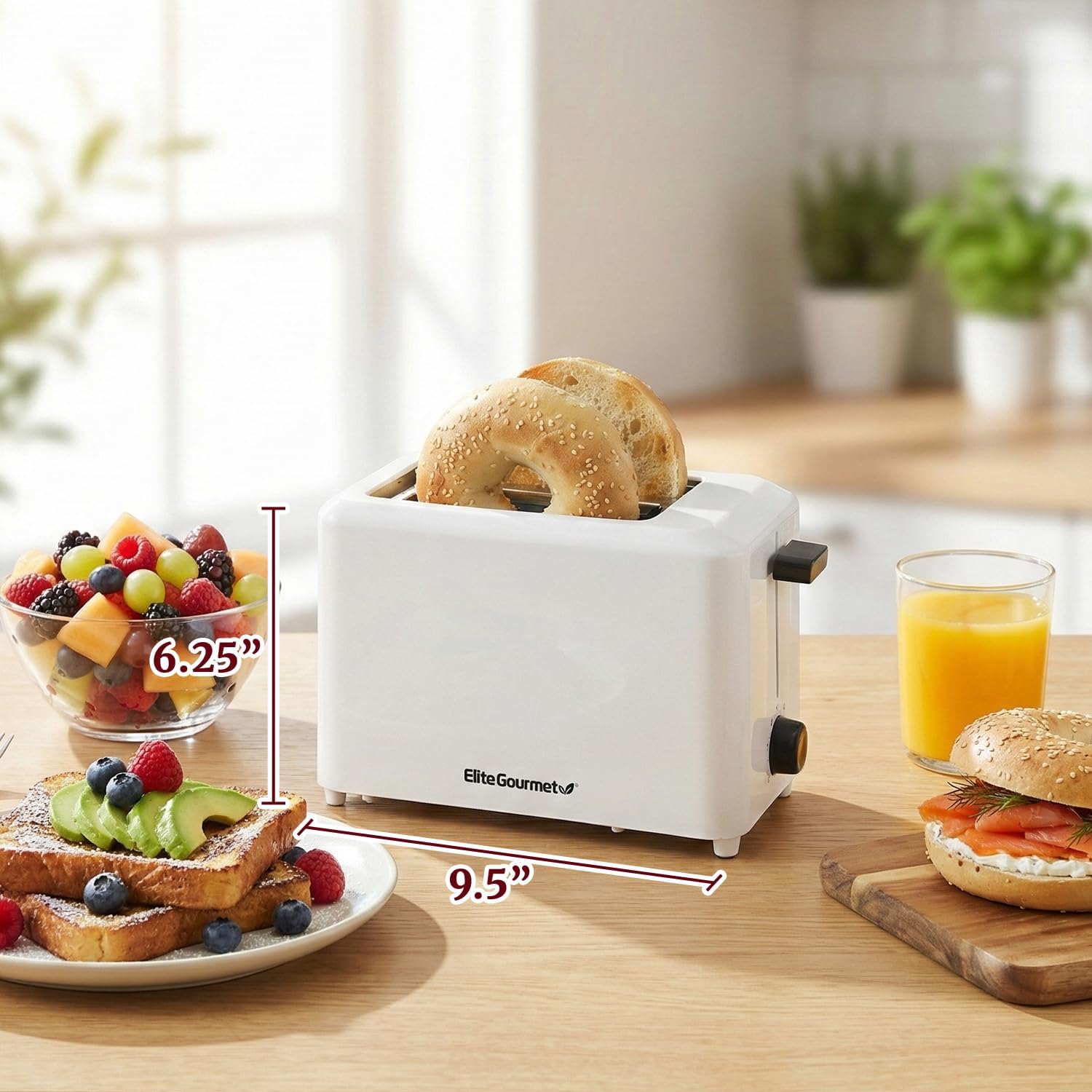 Elite Gourmet ECT-1027# Cool Touch Toaster, 7 Toast Settings Cancel Functions, Slide Out Crumb Tray, Extra Wide 1.5" Slots for Bagels Waffles Specialty Breads, Puff Pastry, Snacks, White