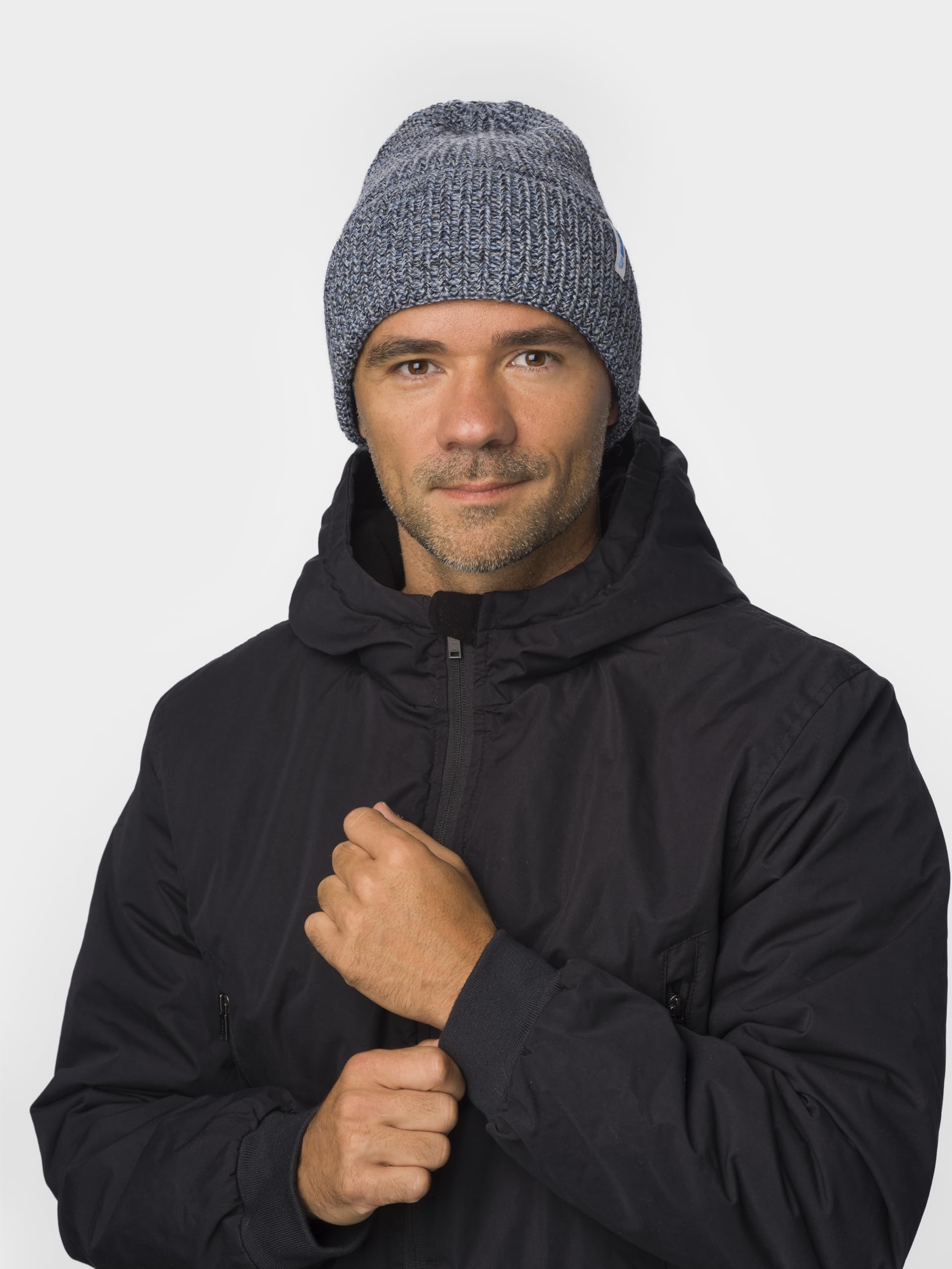 Eisbär Czapka męska i damska Swell niebieska – czapka zimowa z merynosów unisex z polarem chroni przed zimnem i wiatrem – czapka beanie z kopertą oddychająca termoregulacja kaptur z Austrii