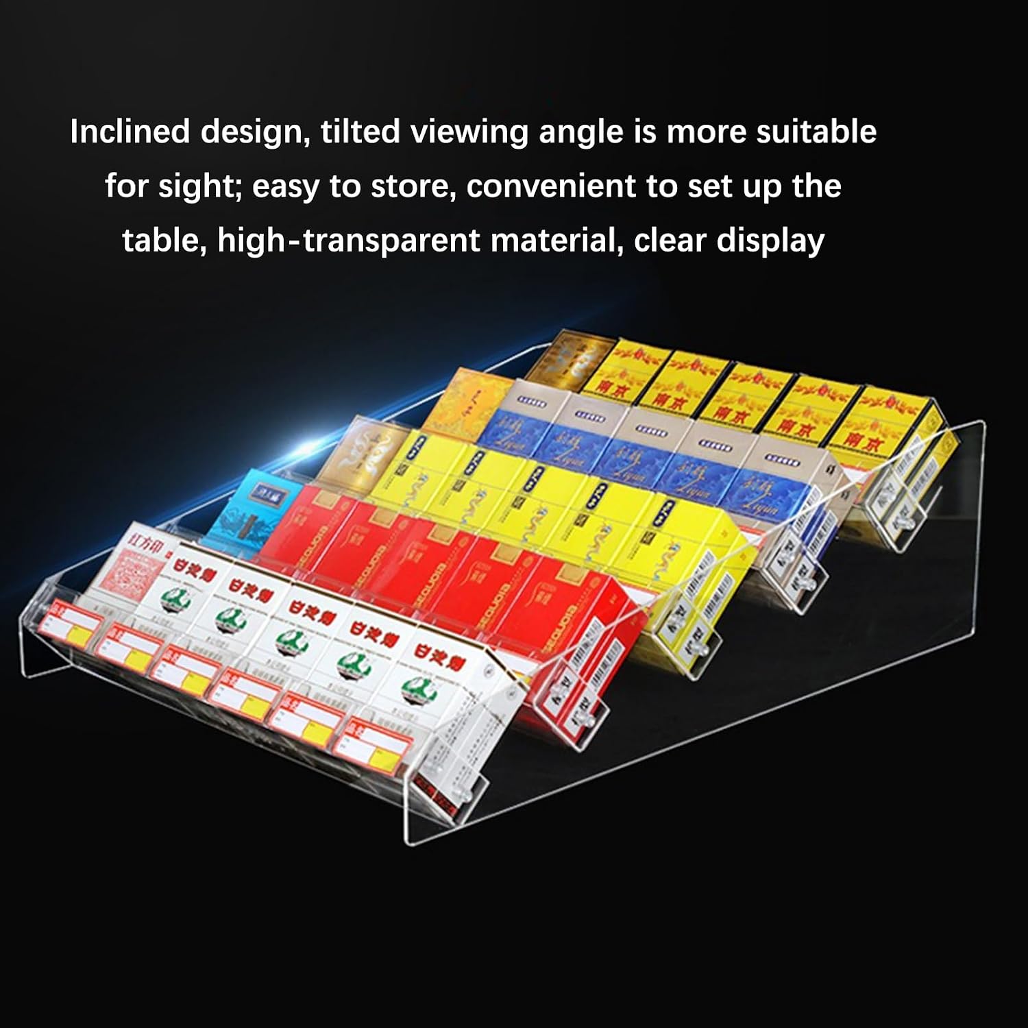 Store Display Shelves, Cigarette Display Rack, Retail Store Supermarket Cigarette Display Holder, Cigar Blunt Wraps Candy Display Case, Sale Counter Rack Cabinet Organizer ( Color : Clear , Size : 23.