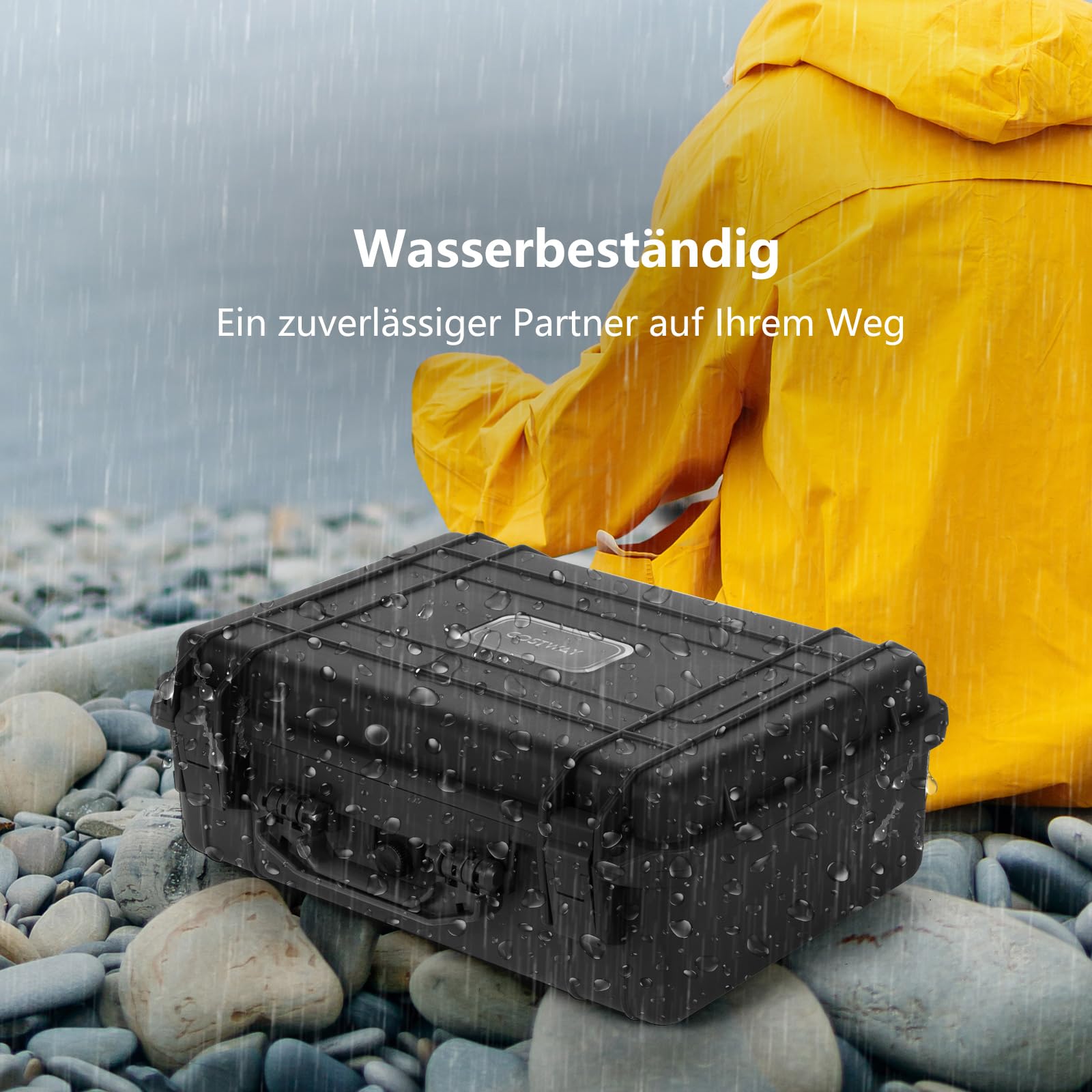 COSTWAY Hartschalen-Kamerakoffer, Unisversal anpassbar, Wasserdichter Hartschalenkoffer, Kamera-Schutzkoffer mit Schaumstoff, für Elektronik, Drohnen, Kameras und Schusswaffen (18")
