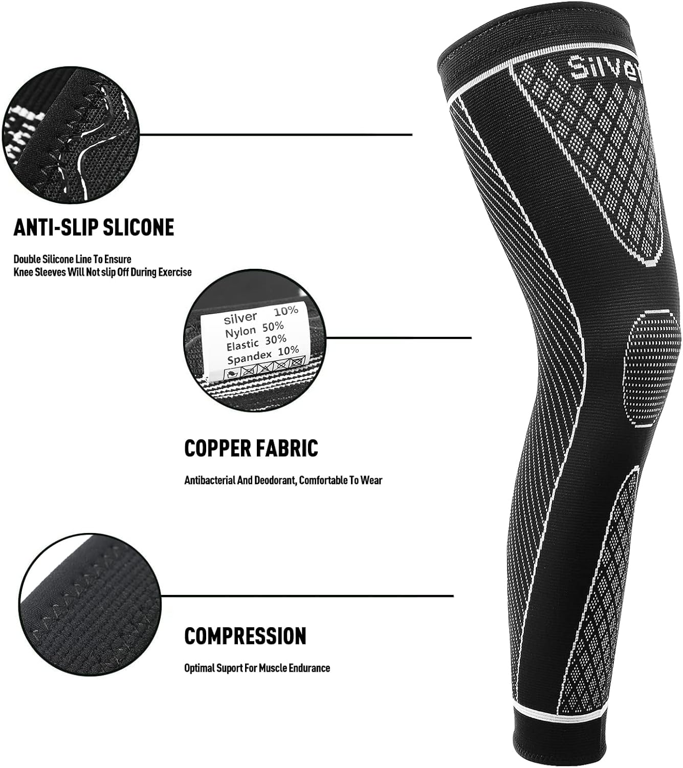 Full Leg Sleeves Long Compression Leg Sleeve Knee Sleeves Protect Leg, for Man Women Basketball, Arthritis Cycling Sport - Image 5