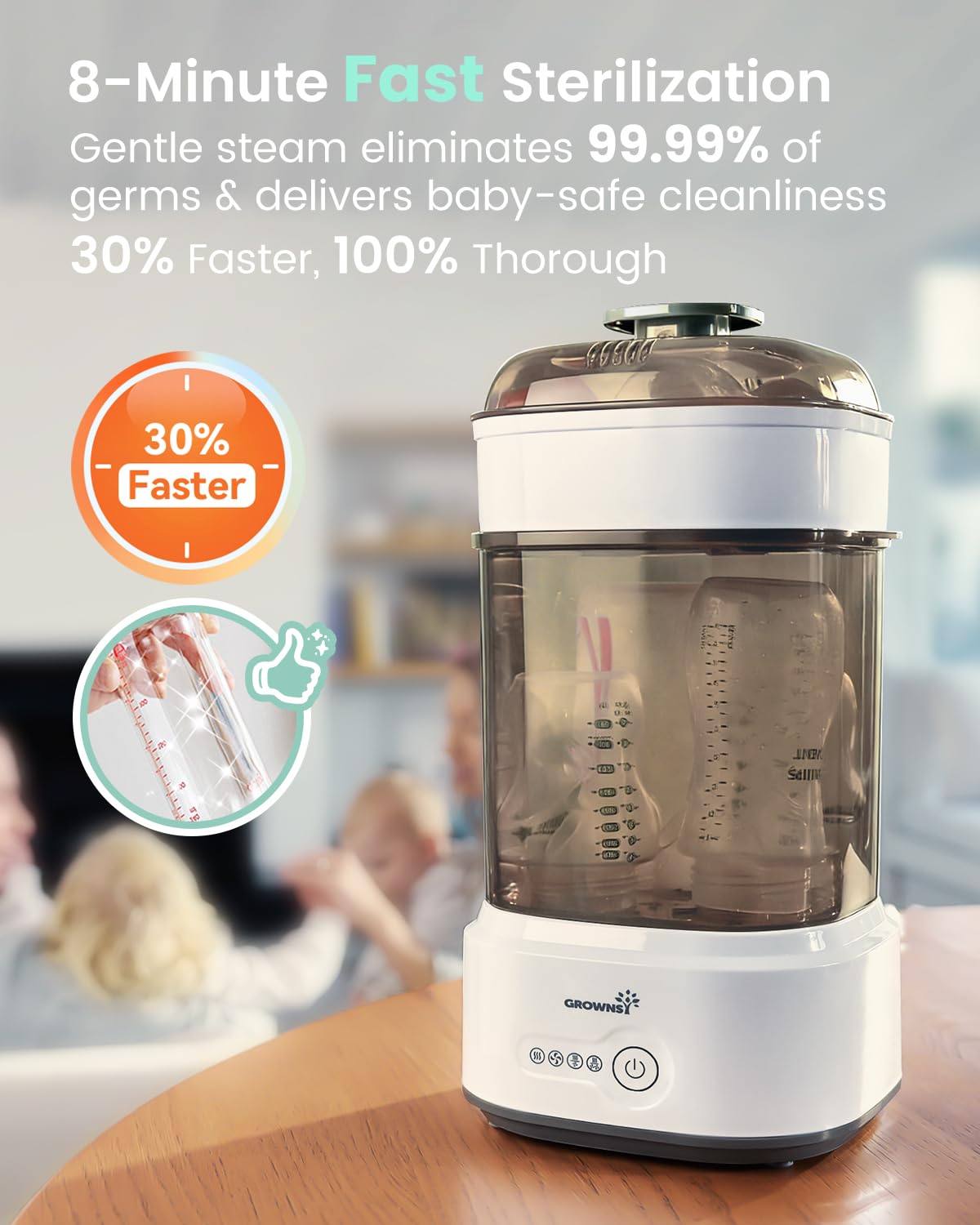 Bottle Sterilizer and Dryer, Compact Electric Steam Baby Bottle Sterilizer (Esterilizador de Biberones), Bottle Sanitizer for Baby Bottles, Pacifiers, Pump Parts Black - Image 4