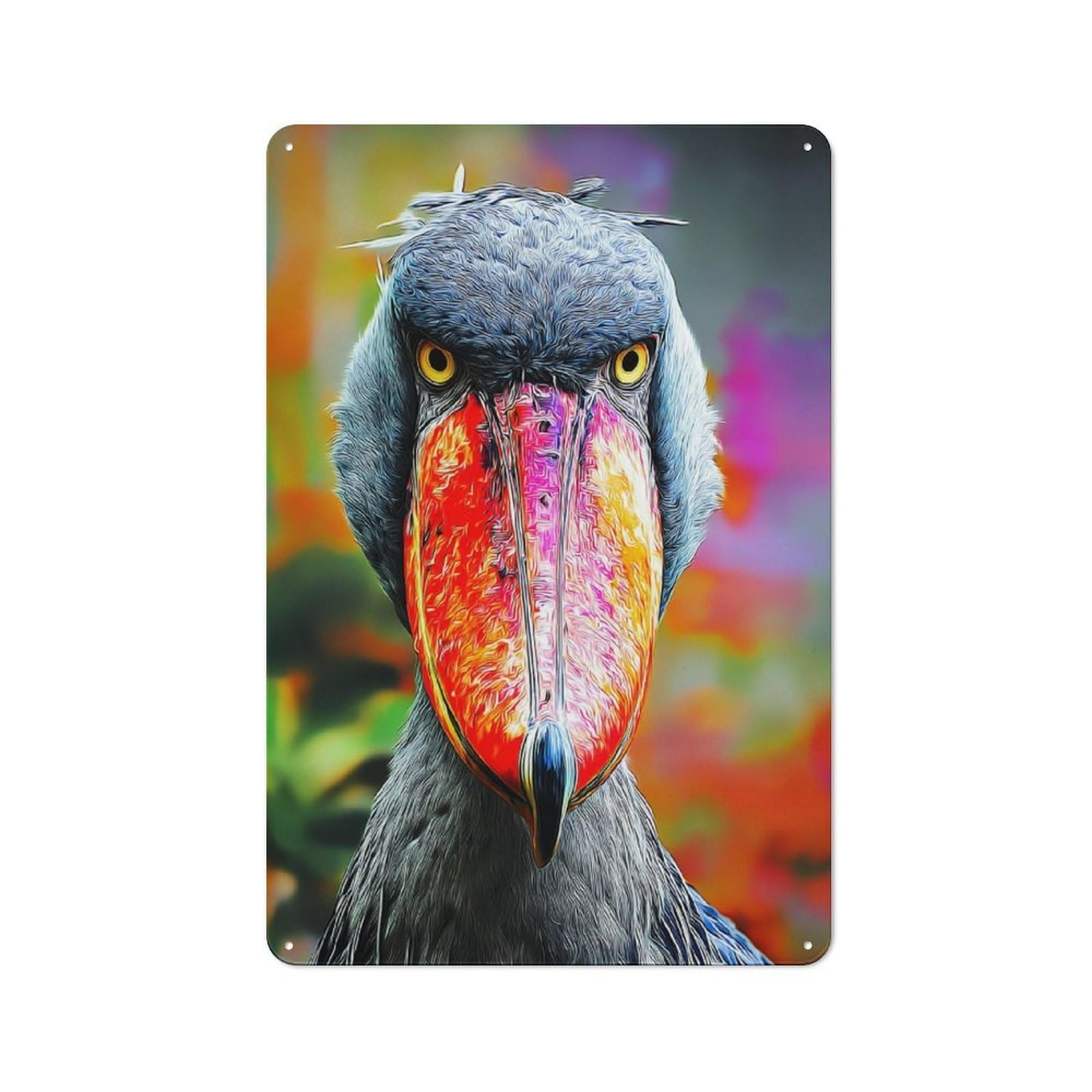 Junmoney Whimsical Bird Portrait With Vibrant Colors - 2 Metal Sign 30X20cm, Vintage Bar Wall Plaque For Diner, Restaurant, Shed Or Kitchen
