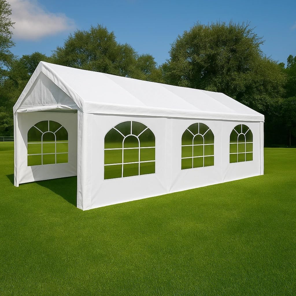 Heavy Duty Replacement Side Wall Panel with Arch Windows, 12 Mil for Party Tent Canopy (White 3 Window – 20 ft Valance Side Wall, Large Arch Windows, 12 Mil Heavy Duty Replacement Panel (1 Pc))