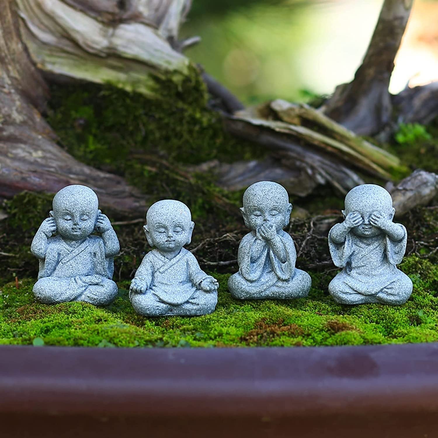 Mini statue pagode en résine, ornement jardin zen ou décoration intérieure