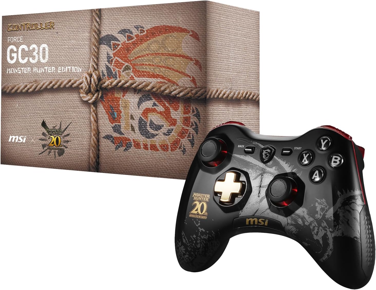 msi Gaming Wireless Rechargeable Dual Vibration Gaming Controller for PC and Android (Force GC30 Monster Hunter Edition)