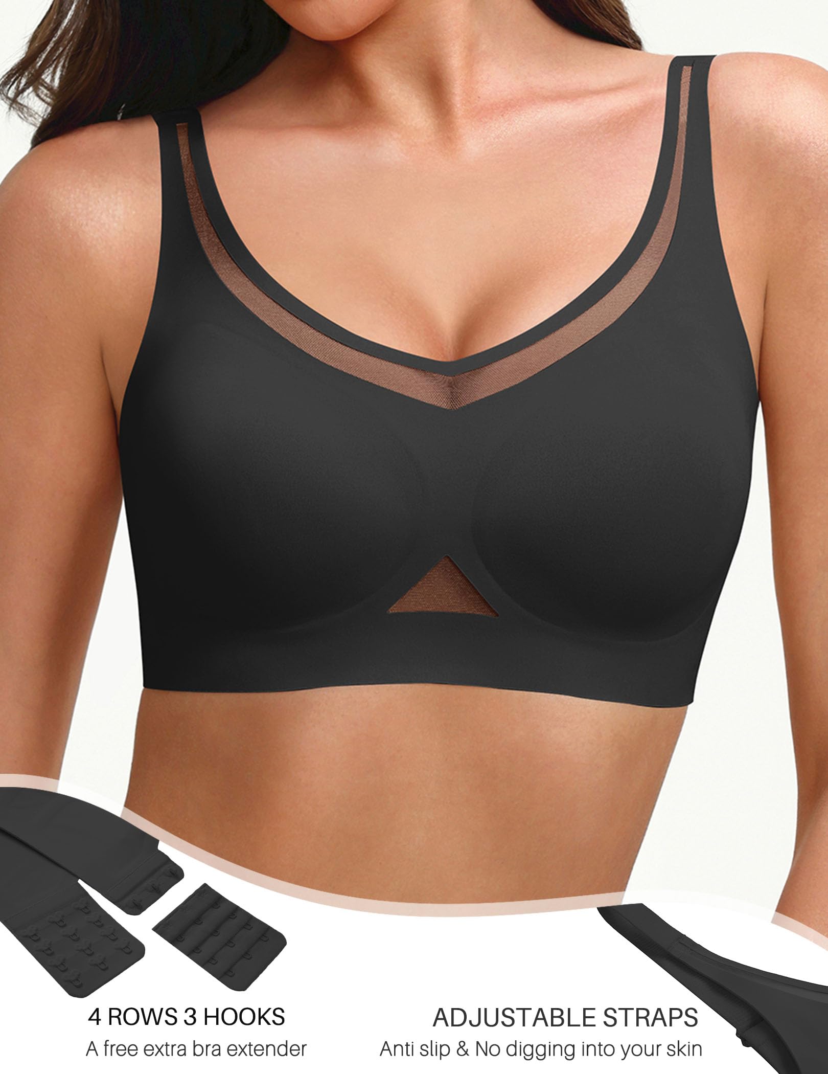 Avidlove Wireless Bras for Women Mesh Full Coverage Jelly Padded Bralette No Underwire Seamless Everyday Bra — view 4
