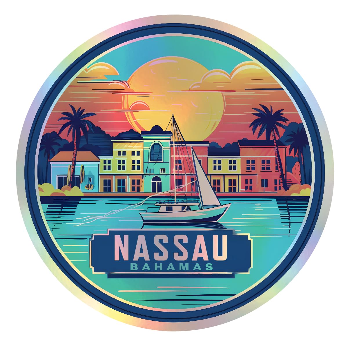 Nassau The Bahamas A Holographic Souvenir Vinyl Decal Sticker 2-Inch