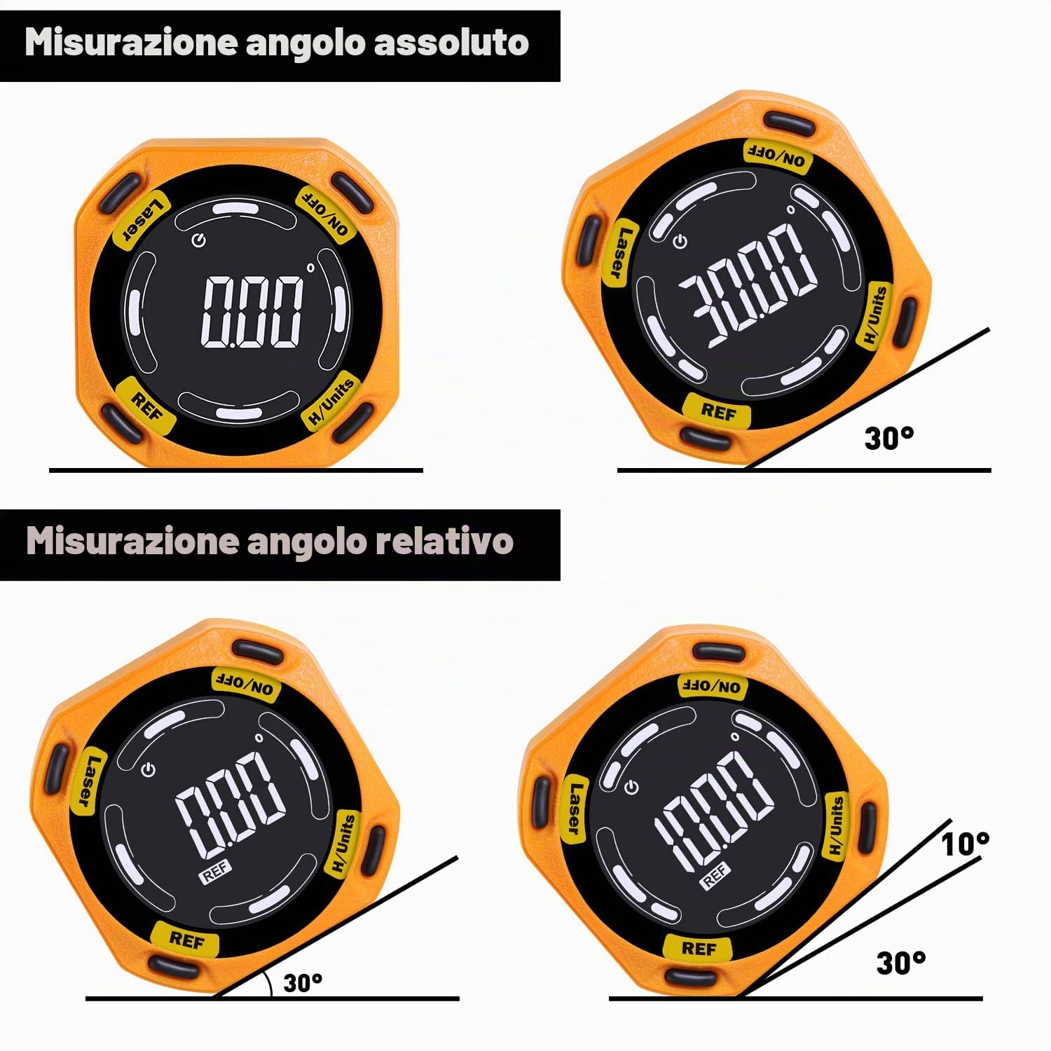Goniometro digitale, goniometro digitale a 5 lati, magnetico, con strumento di livellamento laser, inclinometro digitale per carpenteria, livellamento per misurazioni di lavorazione del legno