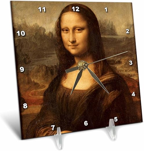 3 d Rose Mona Lisa by Leonardo da Vinci 1501 13 6 x 6 Desk Clock