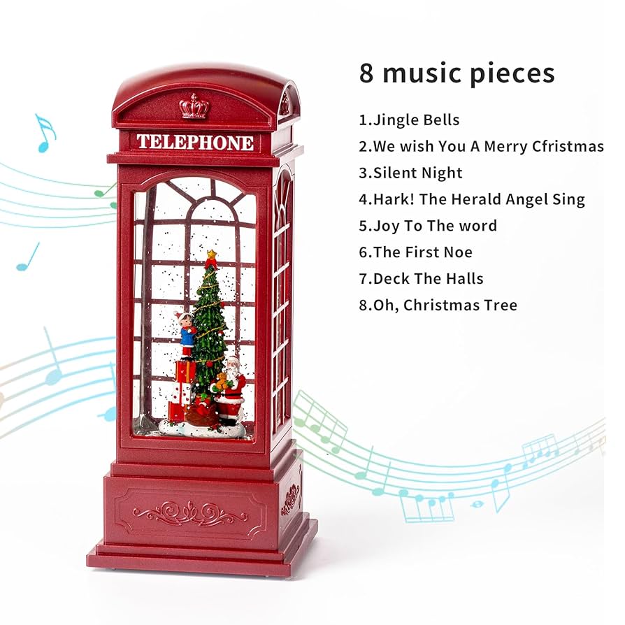 電話ボックス型スノードーム 雑貨 数量限定100個】幸せを呼ぶ『美しく光輝く大人のスノードーム