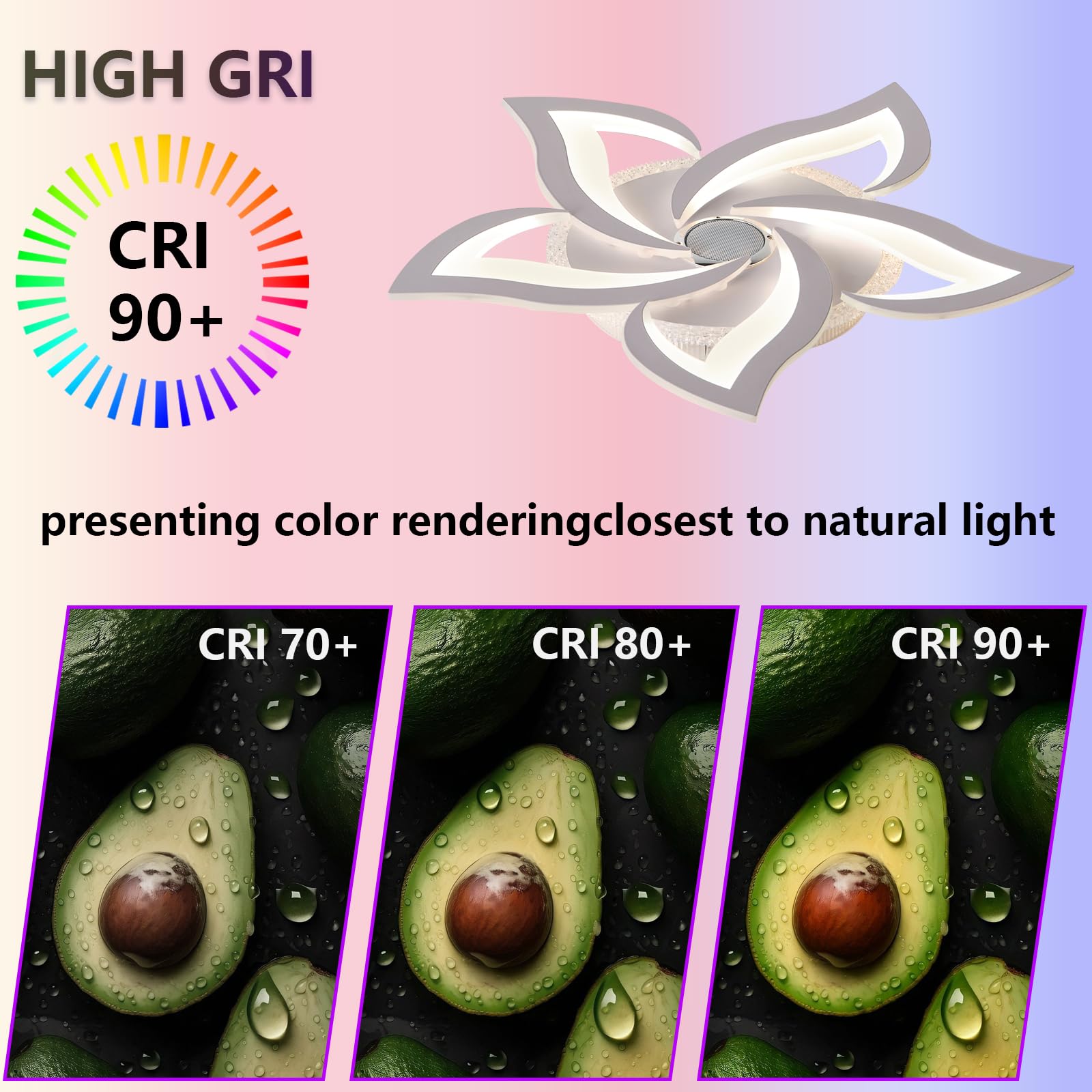 Lampadario Telecomando APP RGB Plafoniera con Altoparlante Bluetooth 3 Temperature di Colore Lampadari con Timer Dimmerabile Luce Notturna e Funzione di Memoria per la Camera da Letto, Bianco