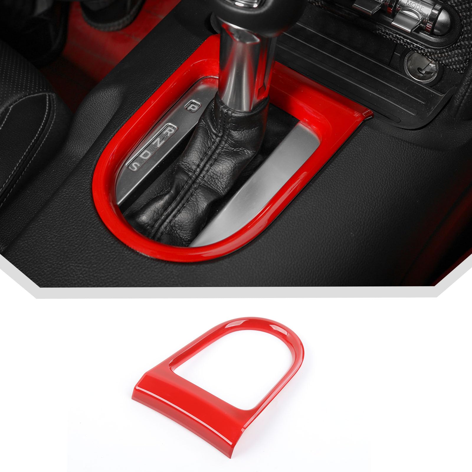 JeCar for Mustang Red Interior Gear Shift Panel Cover Trim Fit for Ford Mustang 2015-2023
