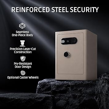XPEDITION 3.38 cu.ft Large fingerprint safe box,Home Safe with Fireproof Waterproof Bag, Heavy Duty Digital Vault with key, With a inner box and Removable Shelf for Storing Valuables