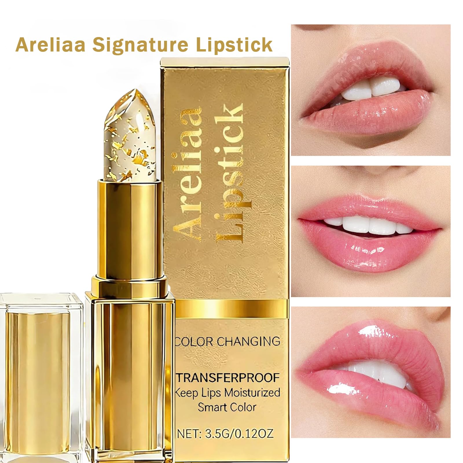 Areliaa Lipstick,Areliaa Signature Lipstick,areliaa skin-adaptive lip stick,Transferproof Color Changing Clear lip stick for Women,Long Lasting 24 Hours Moisturizing (1PCS) - 3