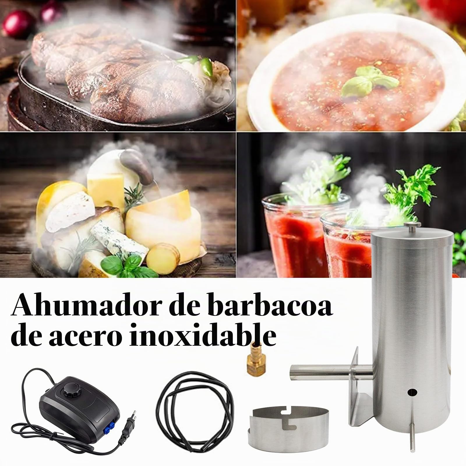 Ahumador De Alimentos, Ahumador Barbacoa Generador De Humo Frío Generador De Humo De Acero Inoxidable para Barbacoa Ahumado En Frío De Pescado Carne Y Queso
