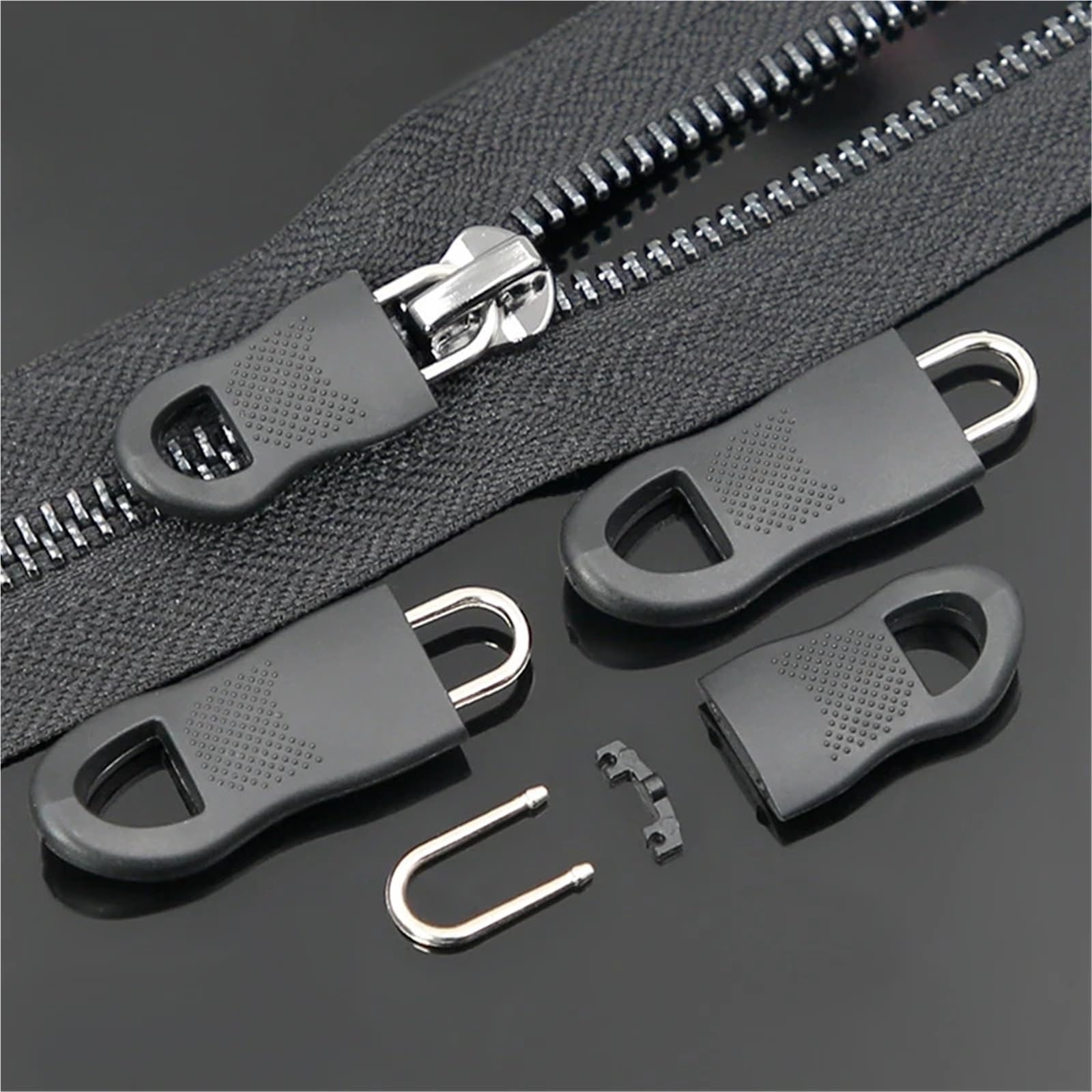 Piezas de recambio para tiradores de cremallera, Tiradores de cremallera 1200 Uds deslizador repuesto for chaquetas maletas mochilas negro marrón(Bruin)