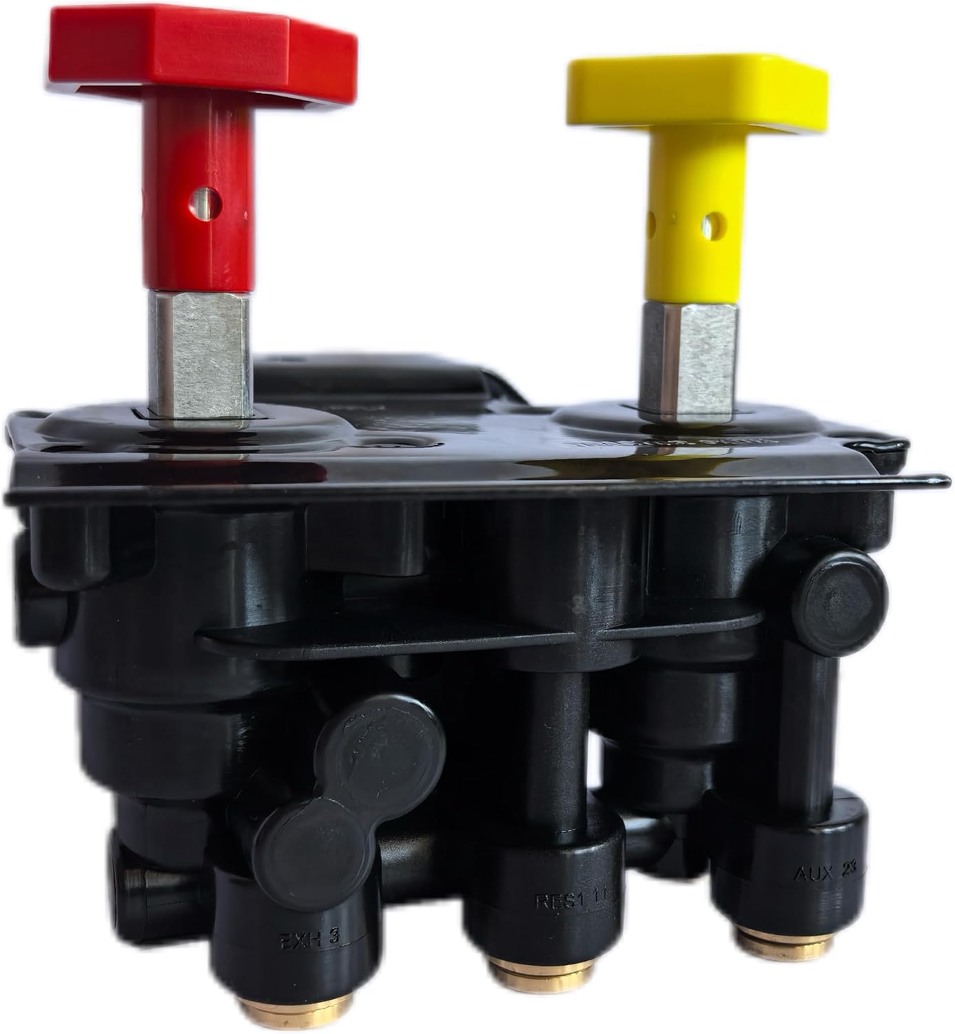 KN20619 MV3 Dash Valve Compatible for Volvo Haldex 3/8″ Push to Connect 1/4″ Unthreaded Mount Hole Trailer Parking Style B Hand Operated Valve RKN20619 20523171 20560009 85123221