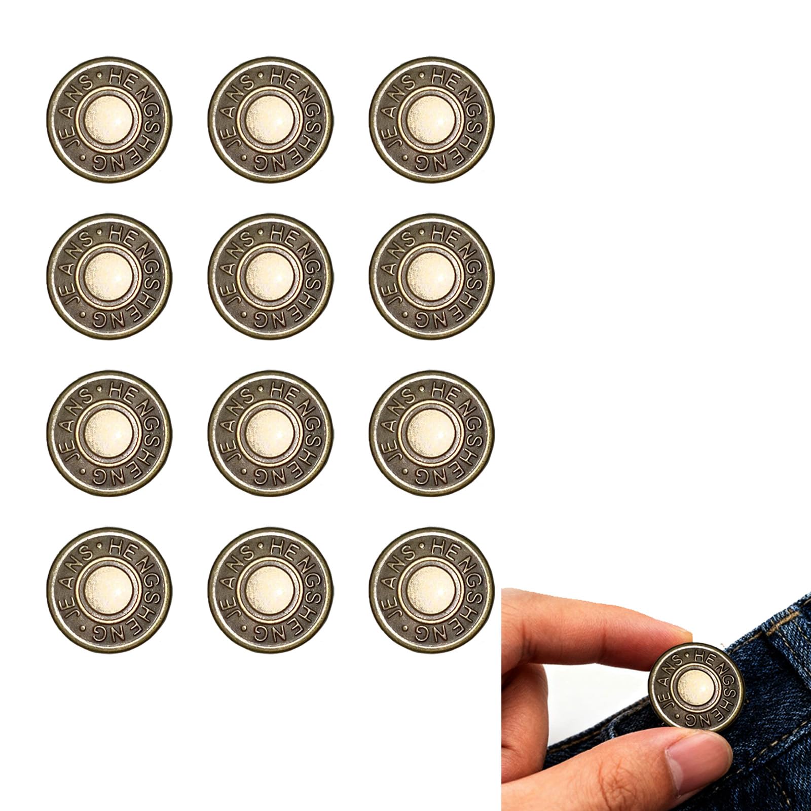 Ceoxthao Bronze 12 Sets Of Durable Fasteners - 20Mm Replacement Jean Tack Buttons, Jeans Button Metal Replacement, Trouser Button, Waist Buckle – No Sew Metal Buttons For Denim, Jackets, And Leather Craft