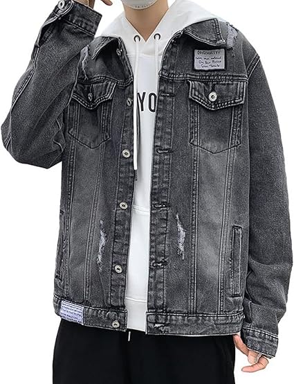 グレーデニムジャケット サイズ40 Amazon | [Vihana] グレー デニムジャケット メンズ 大きい