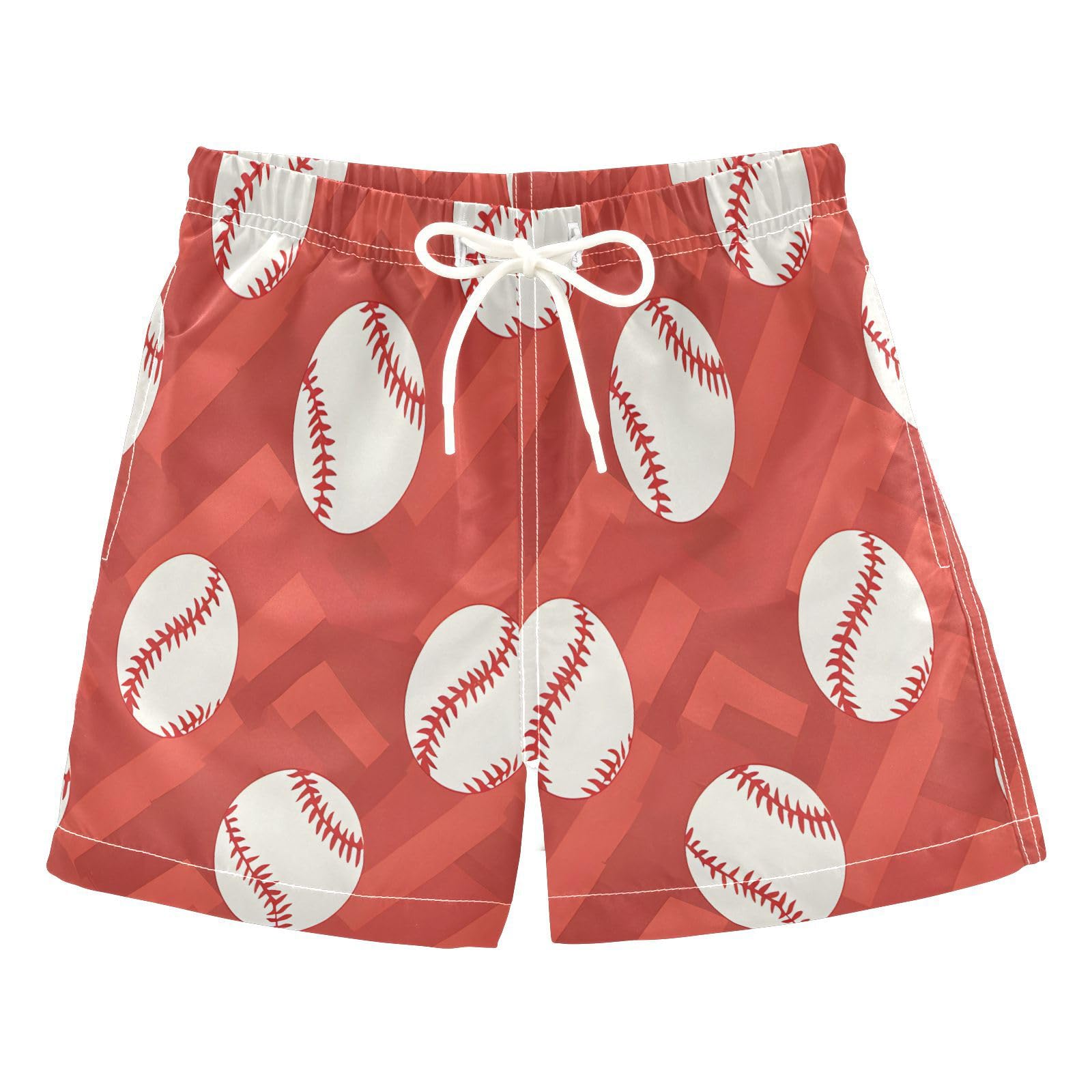 Boys Swim Trunks Toddler Swim Shorts Little Boys Swimwear Red Chevron Baseball Bathing Suit Swimsuit