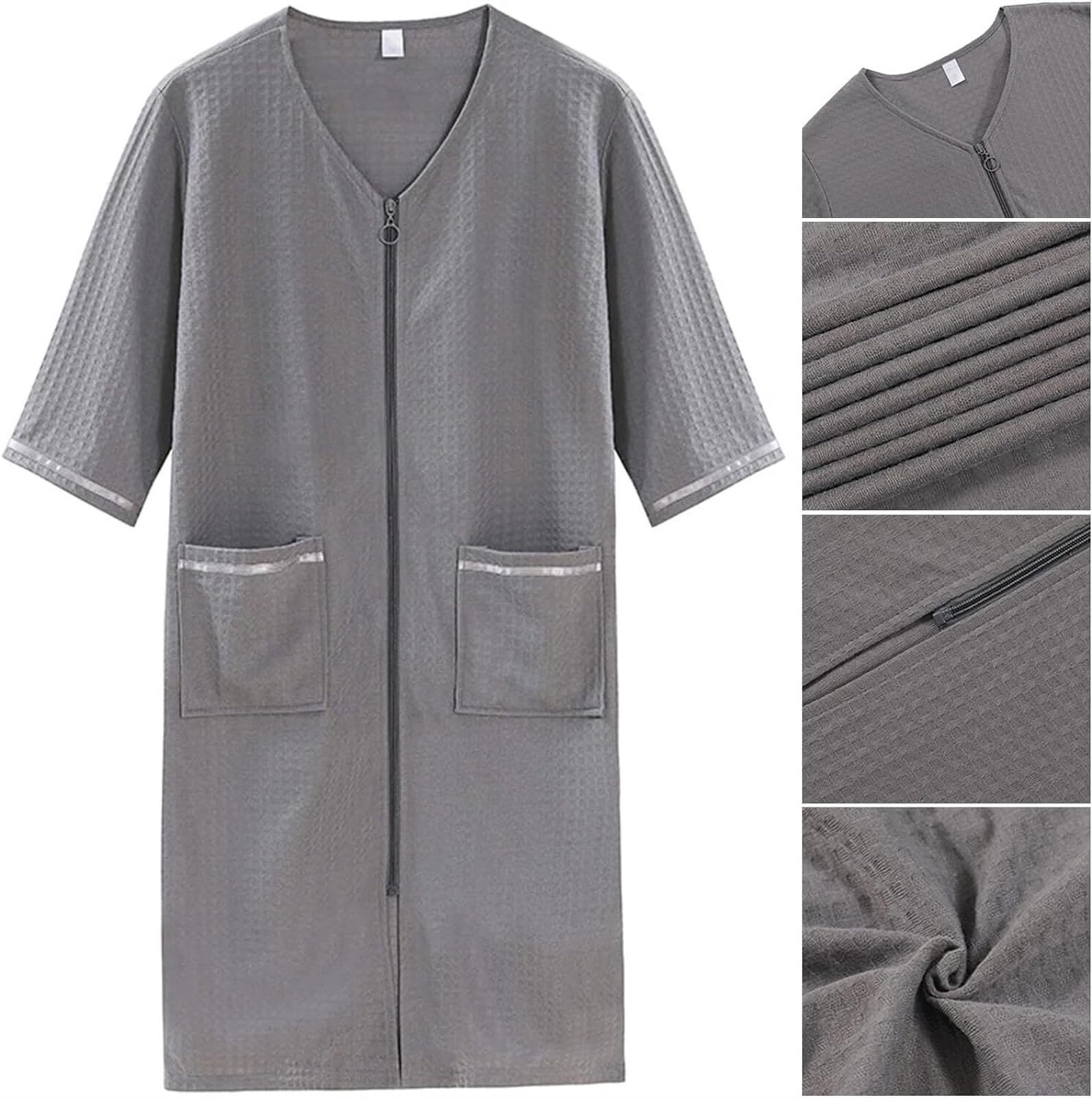 Albornoz Para Viajes Piscina Pareja Pijamas Camisones Bata Hombres Mujeres Suave Camisón Albornoz Con Cremallera Suelta Ropa De Dormir