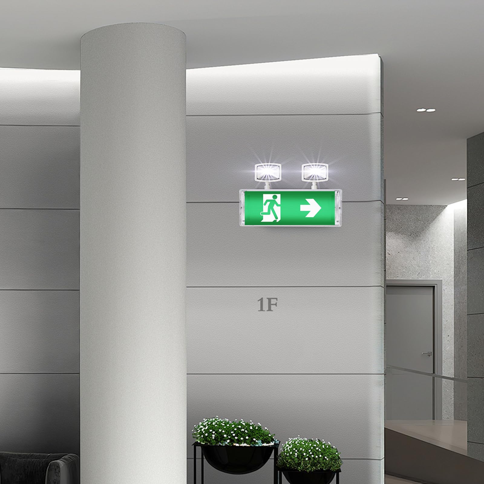 Éclairage de Secours LED IP65 Étanche avec Batterie 3 Heures - Lumière de Sortie d'Urgence avec 4 Pictogrammes pour Tous