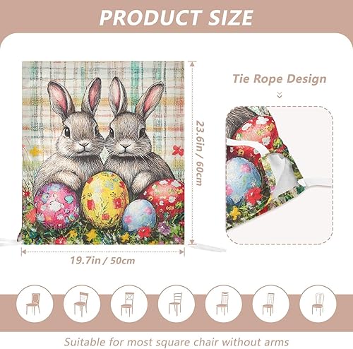 Miniatura 3 de Juego de 6 fundas decorativas para sillas de banquetes de boda, diseño de conejo, conejos, conejos de búfalo, para mesa de comedor