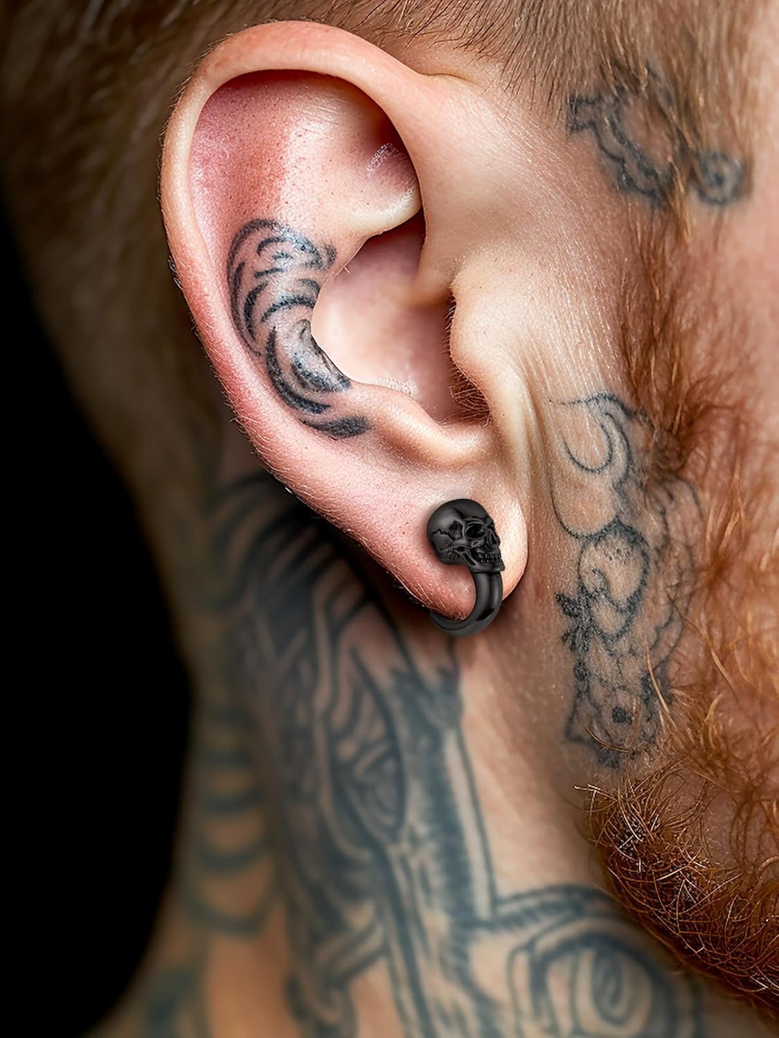 FaithHeart Skull Hoop Earrings for Men Silver/Black/Gold Stainless Steel Gothic Huggie Hoops Earring Lightweight Hypoallergenic Punk Cool Rapper Hip-hop Ear Jewelry Gifts - Image 9