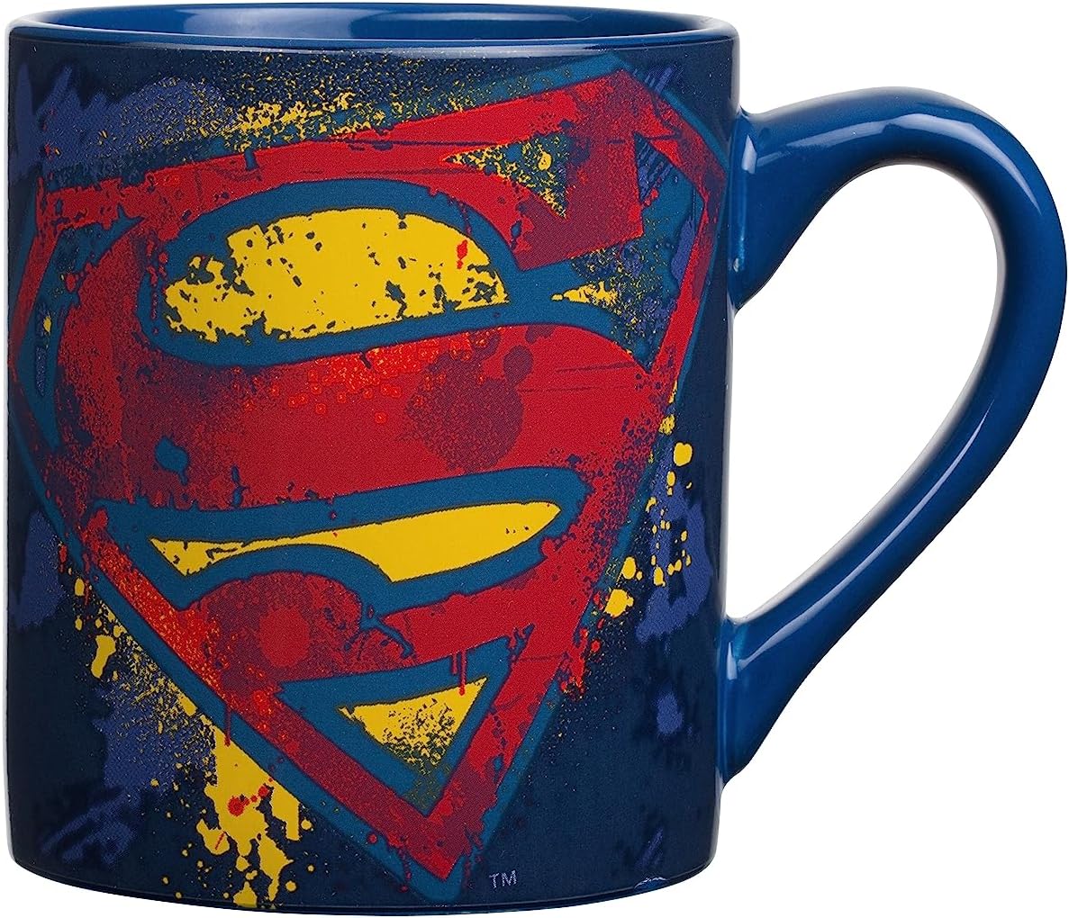 Silver Buffalo DC Comics Superman Splatter Paint Logo Ceramic Coffee Mug, 14 Ounces