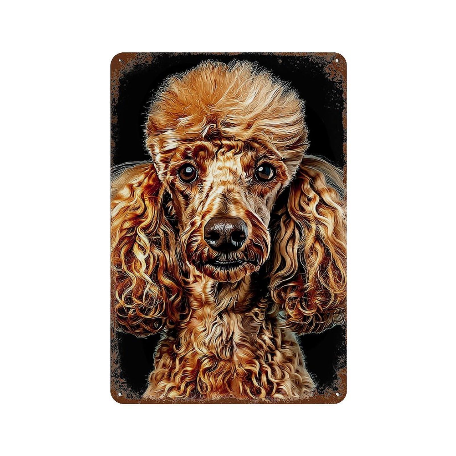 Golden Poodle Art Print Decorative Tin Sign 11.8"x7.9", Classic Wall Plaque for Garage, Pub Or Kitchen