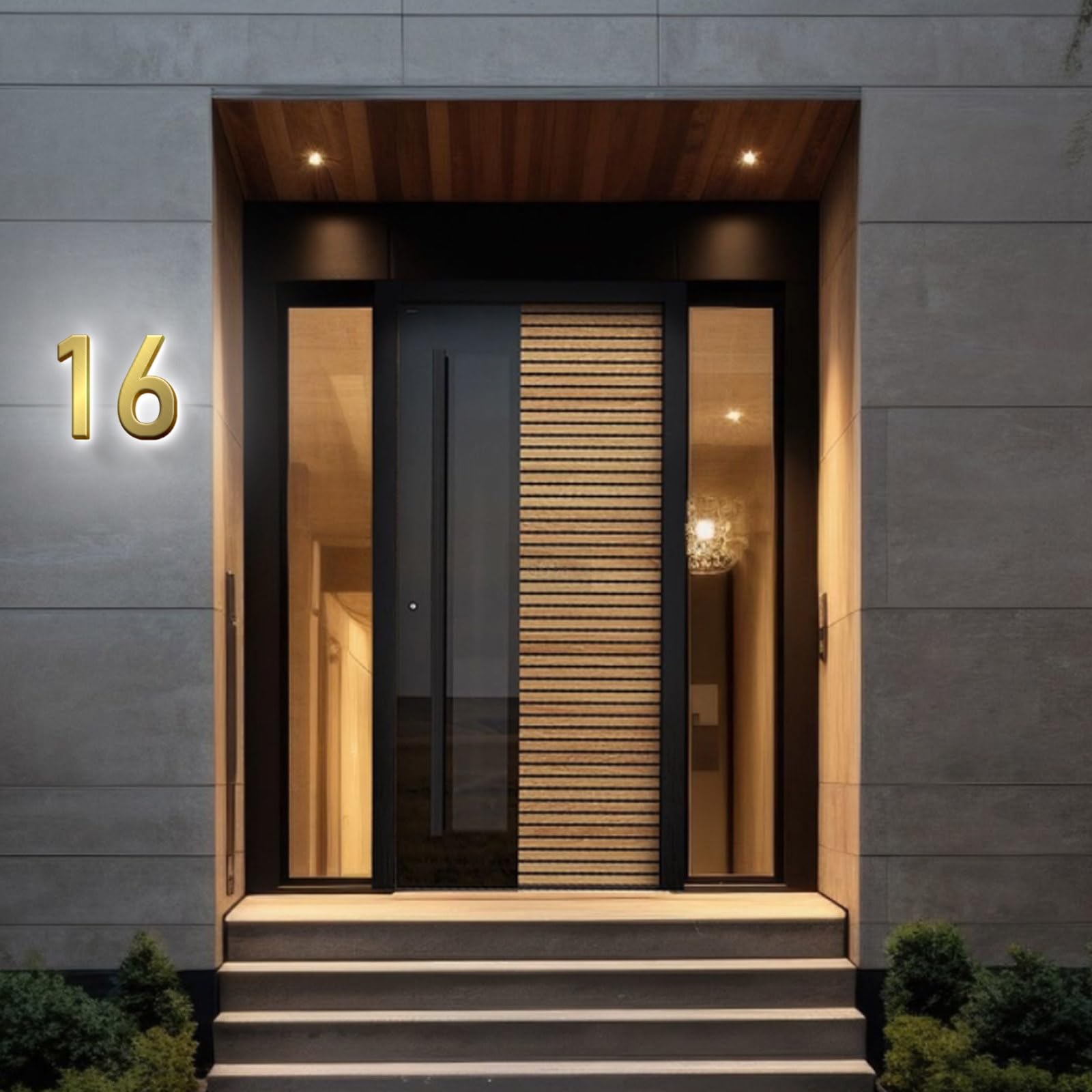 Número LED acero inox cepillado dorado Resistente y elegante (7,8 Inch)