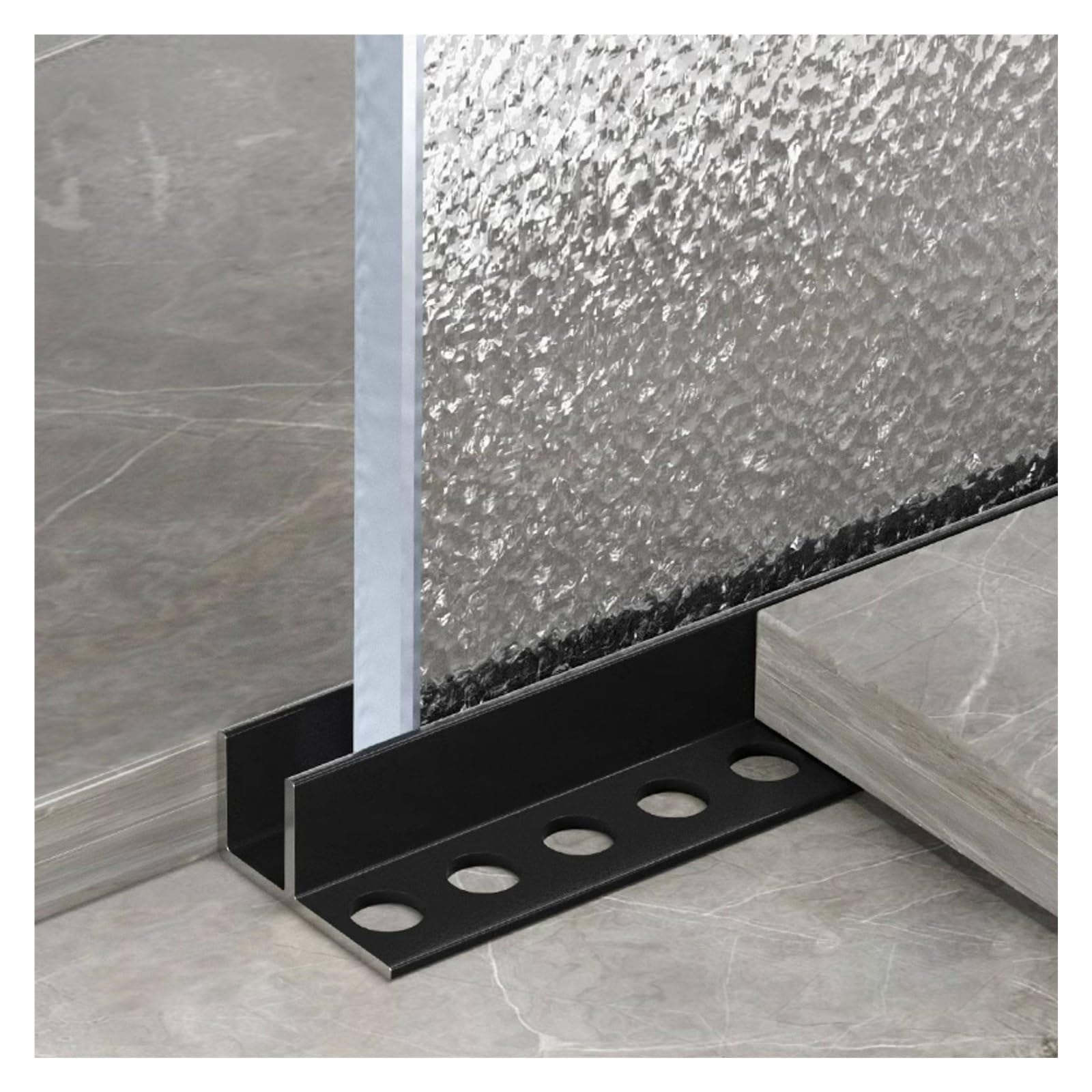 JYHHCYS 1m/1.5m Fixed Shower Glass Panel U Channel, Matte Black Aluminum U-channel for Shower Door, Aluminum Wall Floor Ceiling Mount Profile for Spa/Kitchen(1m,For 12mm/0.47in glass)