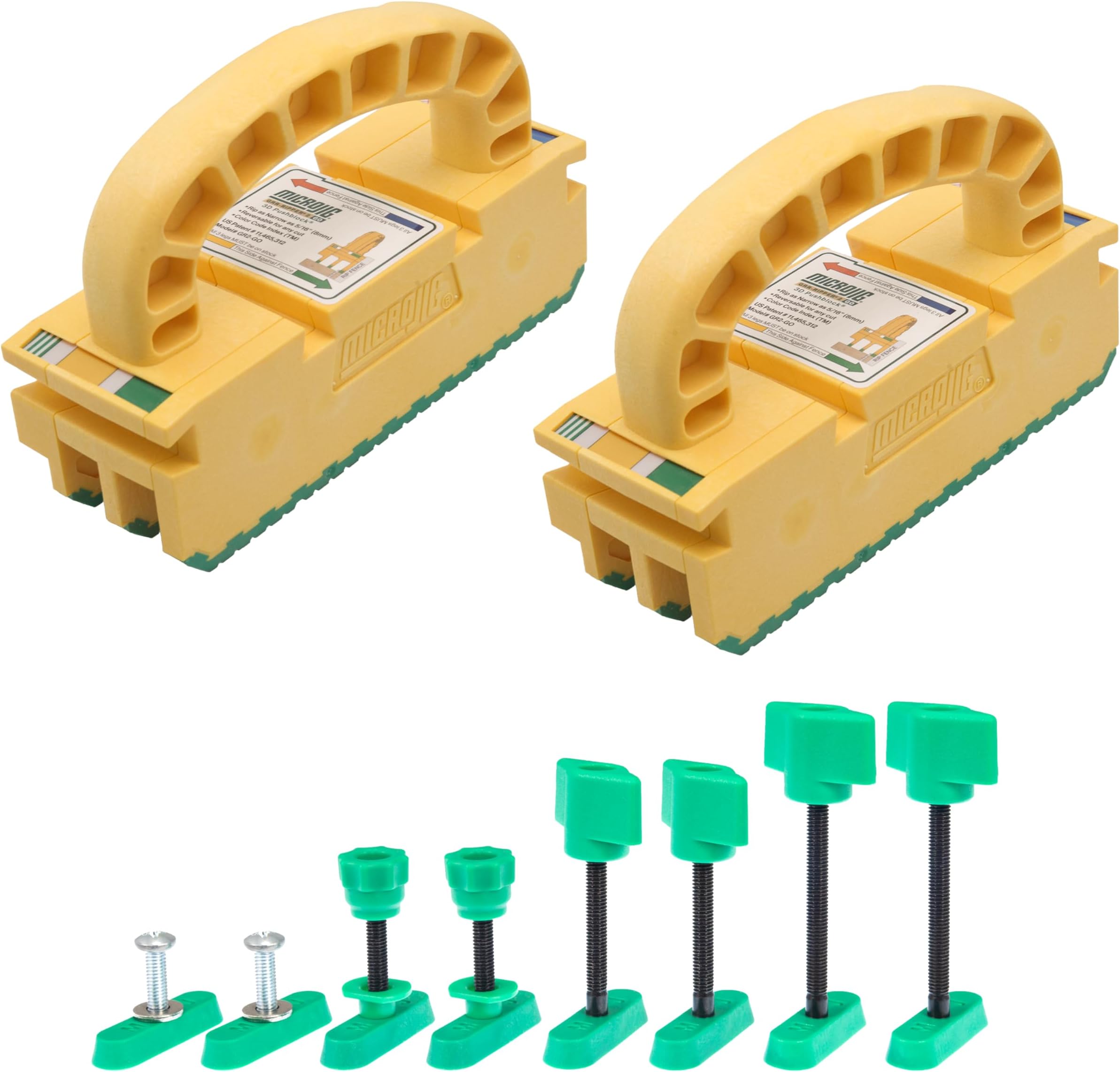 Grr-ripper 2GO 3D Pushblock (Double Pack) and Matchfit Variety Dovetail Hardware for Table Saws, Jointers, Router Table