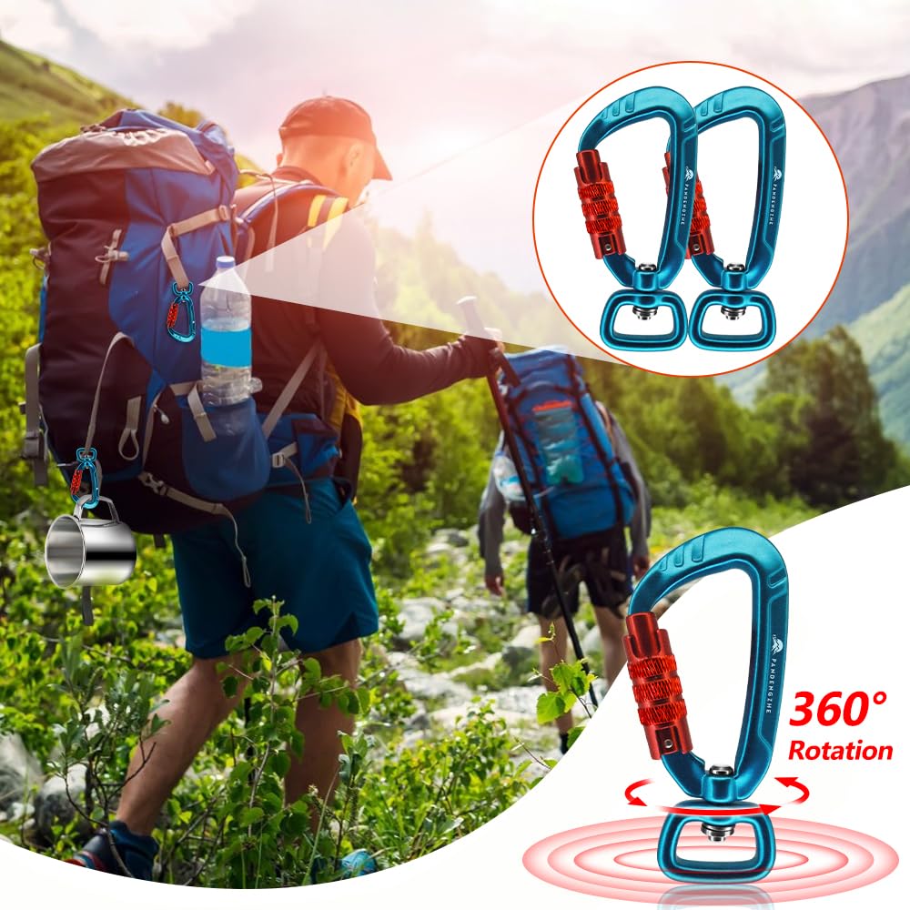 Mousqueton à Verrouillage Automatique de 6,3 cm 4,5 KN 458,6 kg avec Fermoir pivotant pour Laisse de Chien, Porte-clés, Sac à Dos