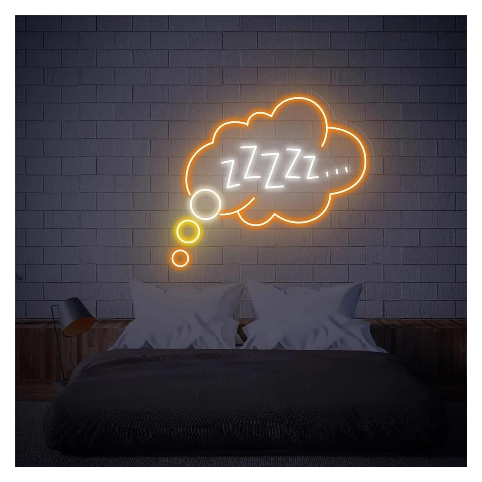 LEMST Signs Lamp Goodnight Sleeping Zzzz Neon Signs USB Powered Adjustable Brightness Bubble Neon Lights Suitable for Wall Decor(B,45cm)