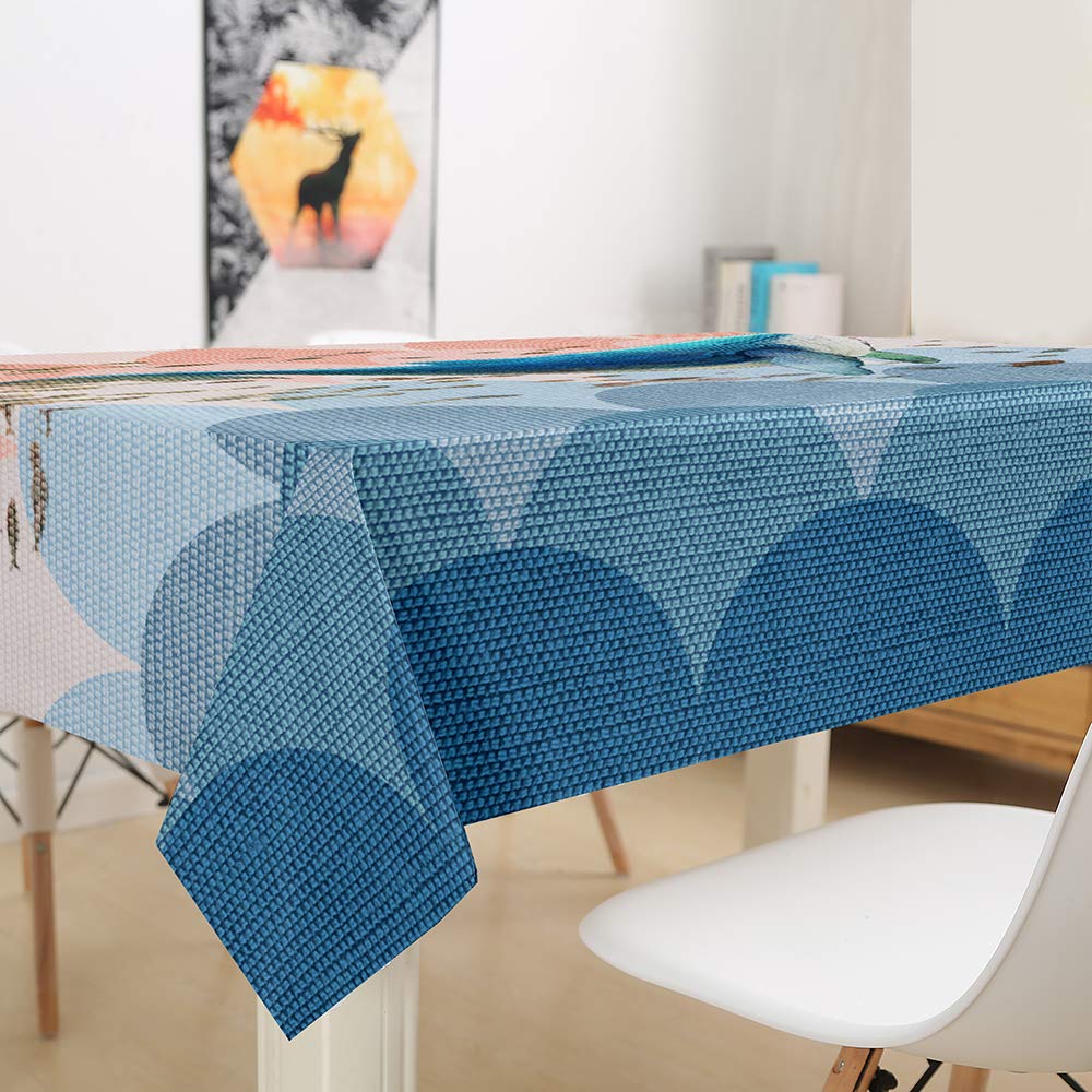 Hiser Tovaglia Antimacchia Rettangolare, Impermeabile Tovaglie Antipolvere Interno ed Esterno Poliestere Cucina Soggiorno Decorazione da Tavola (F, 90x90cm
