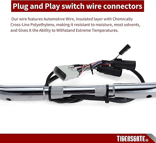 Miniatura 5 de TIGERSGATE Barra de mono con gancho de carne precableada de 14 pulgadas con alambre de agarre térmico de 1 14 pulgadas Ape perchas para Harley