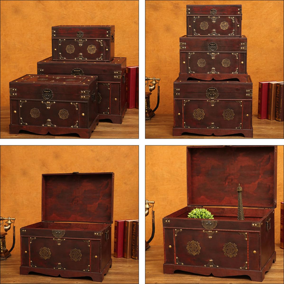IMIKEYA Vintage Aufbewahrungsbox Braun mit Dekorativem Design und Praktischem Stauraum für Zuhause und Bastelbedarf im Rustikalen Stil