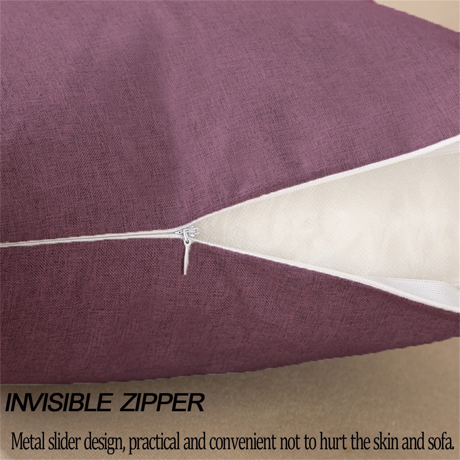 Federe Cuscini Decorativi Cotone e Lino Copricuscini Morbido Resistente Copricuscino, per Divano Letto, (Viola Chiaro,40 * 60cm(Set di 6))