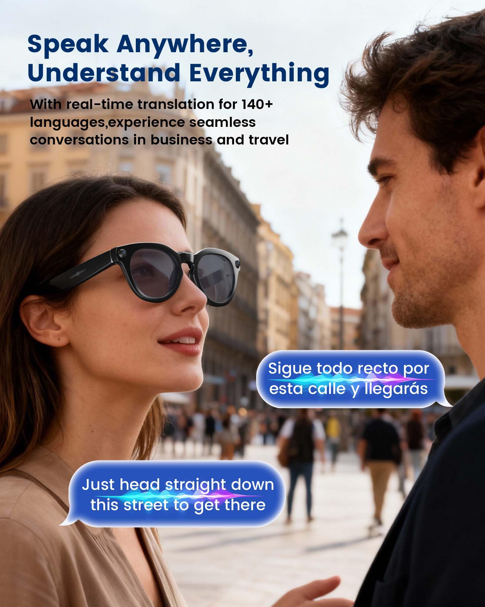 Lufor Smart Glasses with Camera and Bluetooth, 8MP 32GB 1200P HD Video Recording, Real-Time Translation & Voice Assistant, Open-Ear Bluetooth Audio for Vlogging, Travel & Meetings — view 5