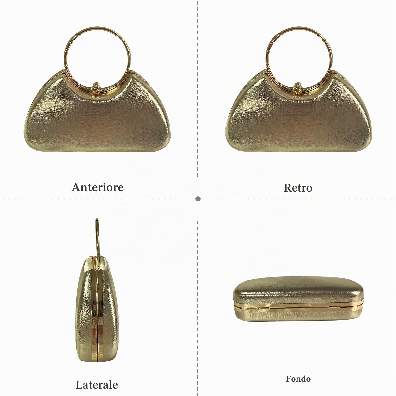 Borsetta da Sera da Donna Clutch in Pelle PU lucida Pochette Piccolo con Catena Borsa Sposa Elegante Gorgeous Borsa a Spalla a Tracolla Messenger per Festa Ballo Cocktail Cerimonia