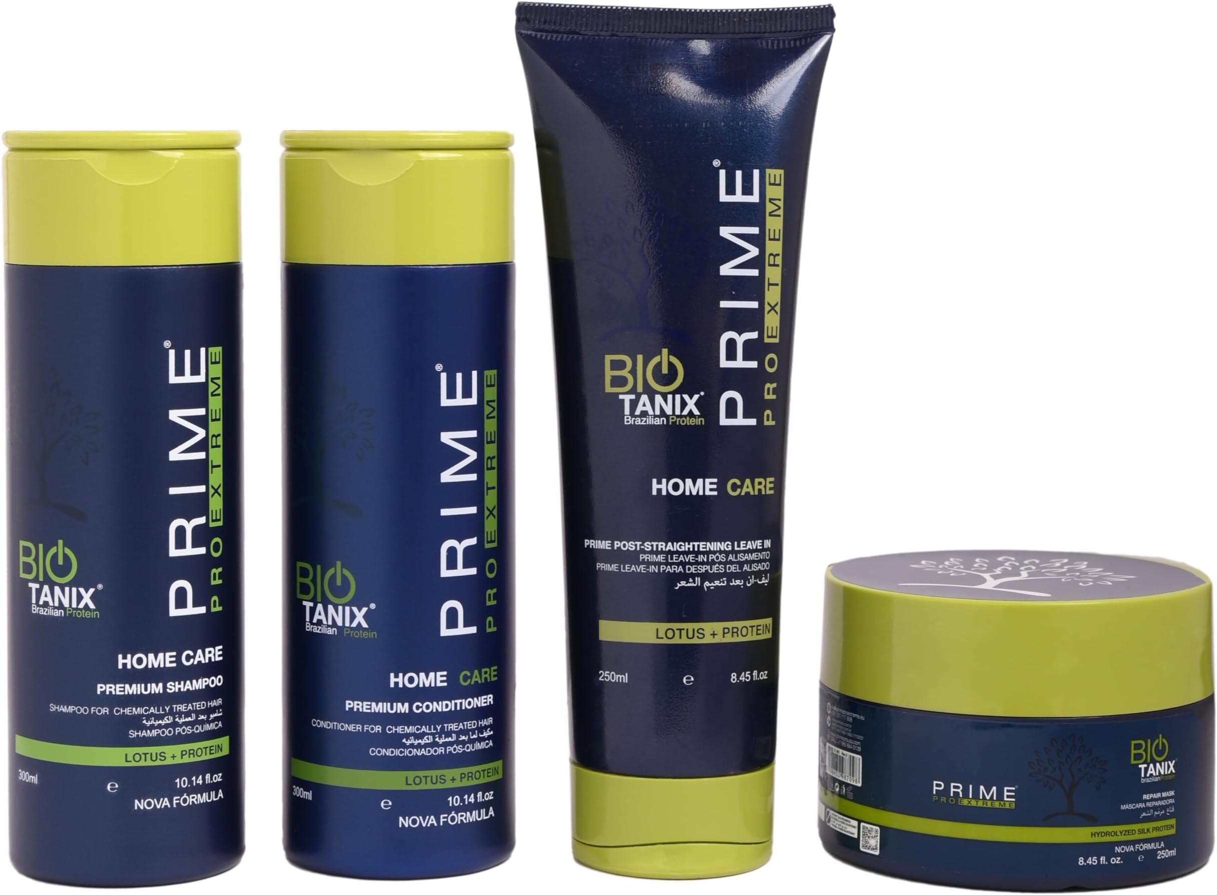 PRIME PRO EXTREME BIO TANIX Brazilian Protein Extreme Force Shampoo + Condtioner + Leave-in + Mask Combo Pack of 4 Total Hair Care Kit