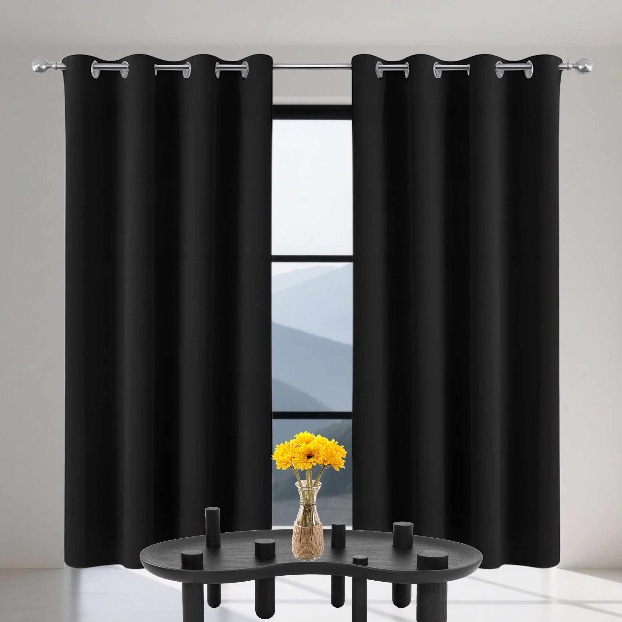 Rideaux à oeillets noir 183x202 cm XIAOMEI isolant thermique